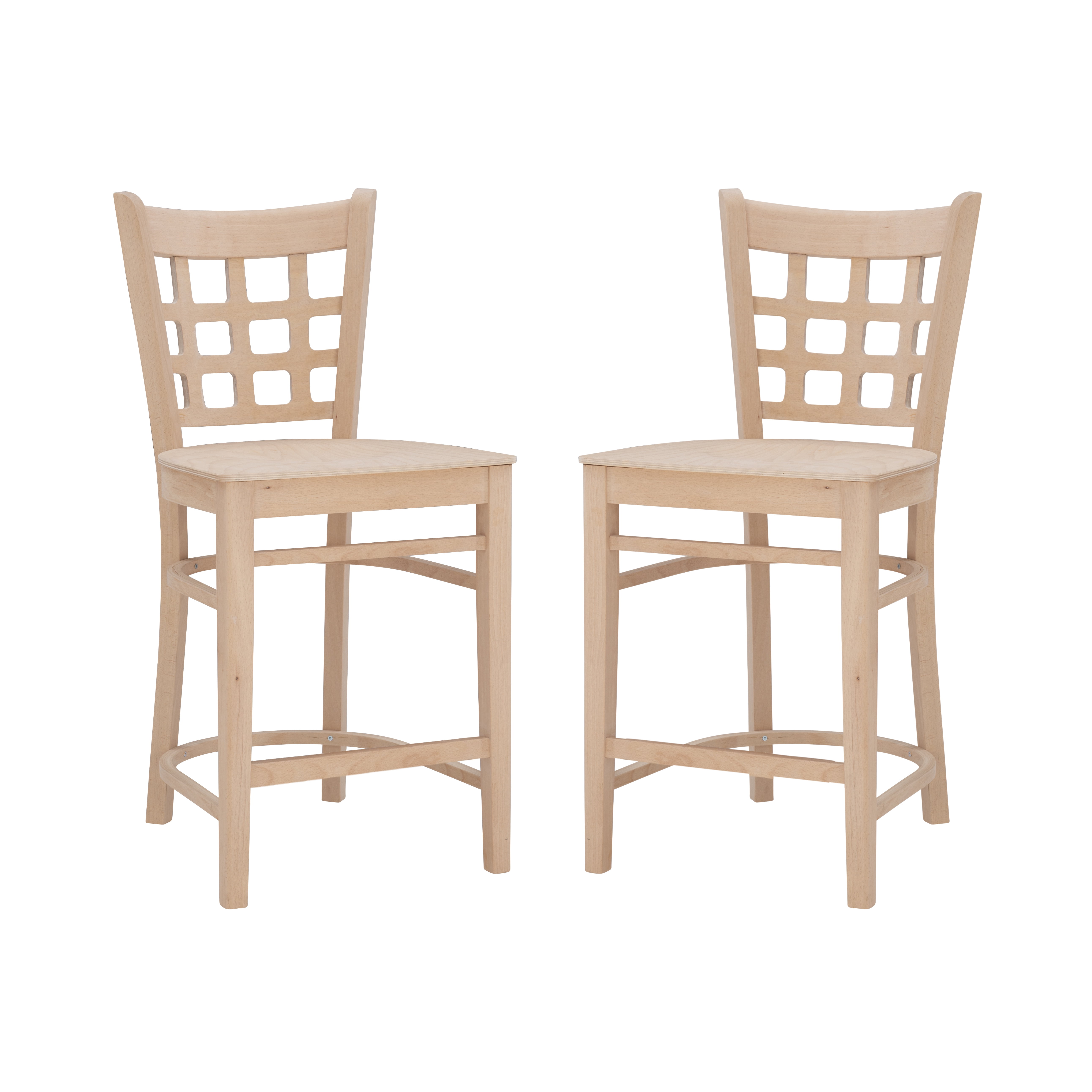 Linon Neville Square 24" Mid Back Counter Stools, Unfinished, Set of 2
