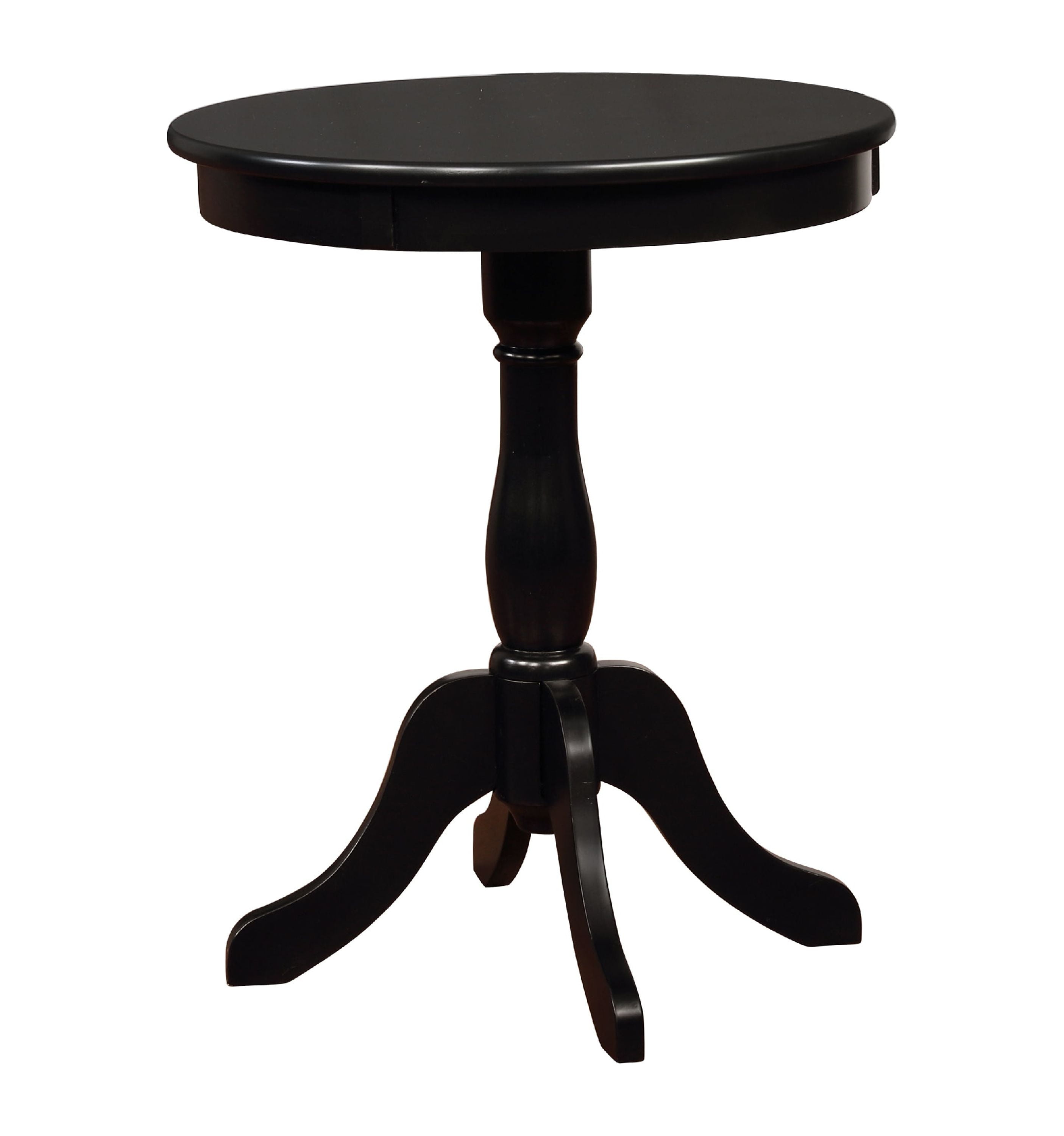 Linon Palmetto Round Pedestal Accent Table in Black Painted Wood