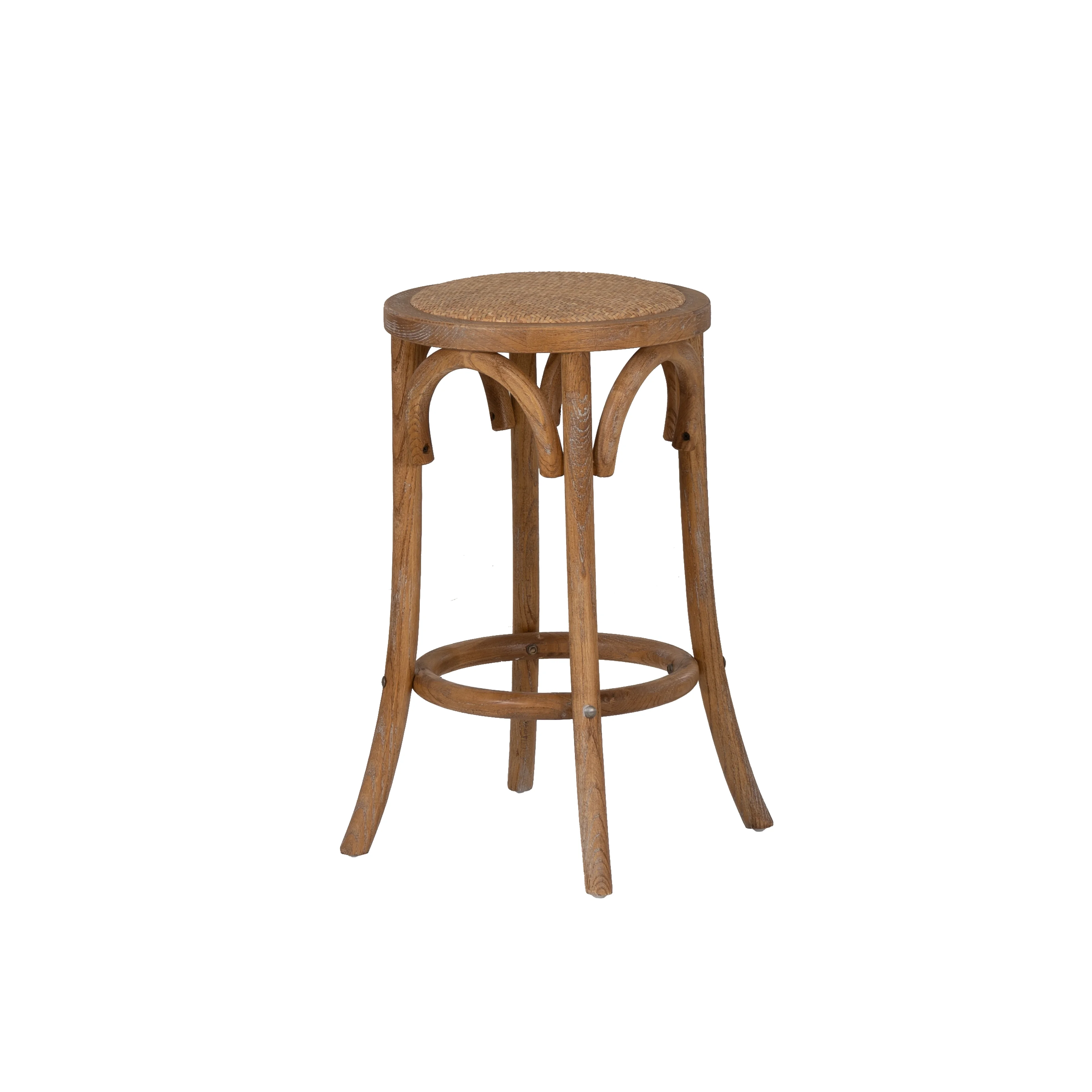 Linon Rae Backless Wood Counter Stool, 24" Seat Height, Brown Finish