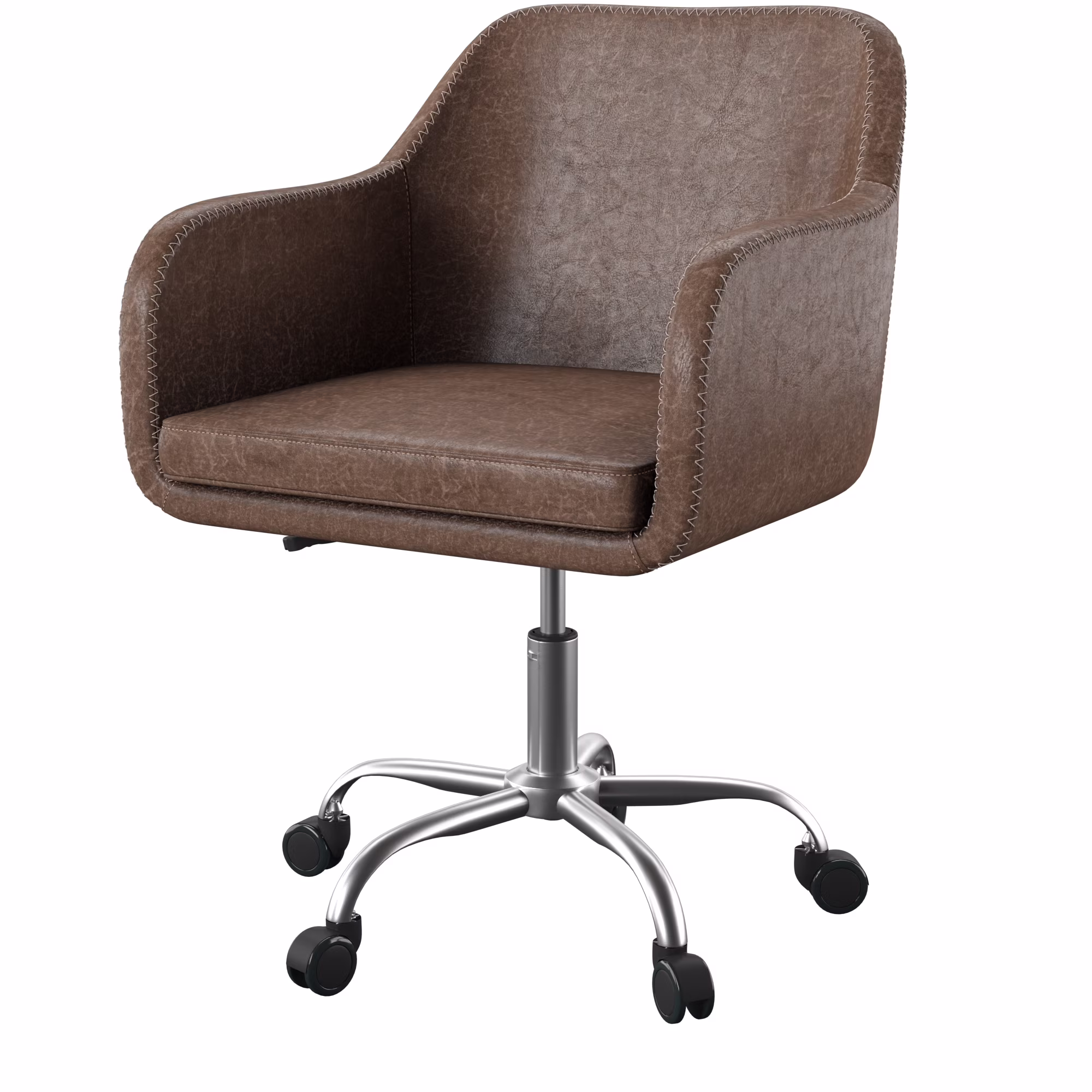 Linon Rylen Mid-Back Swivel Office Chair, Brown