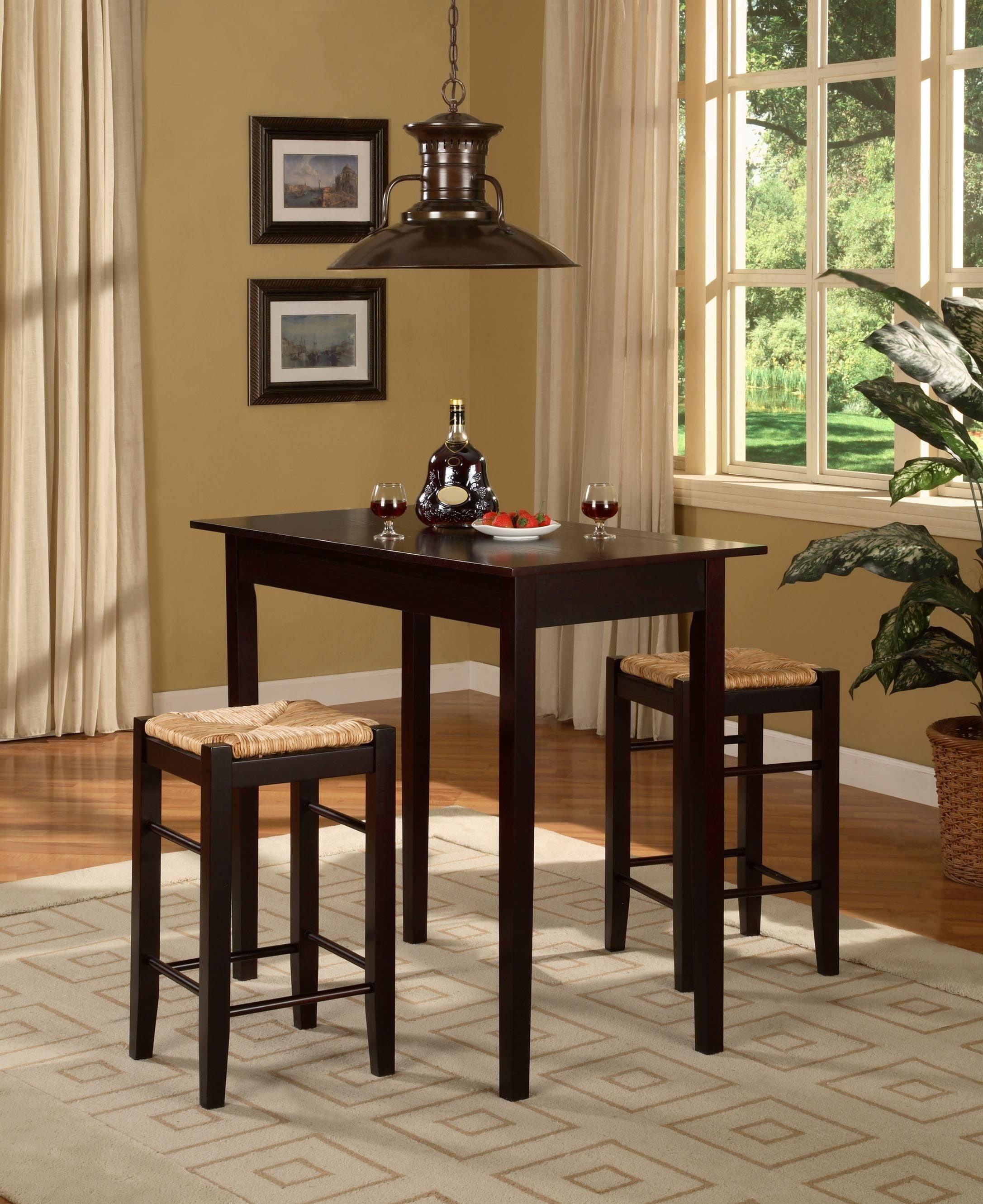 Linon 3-Piece Casual Dining Tavern Set, 24.85" Seat Height, Espresso Finish