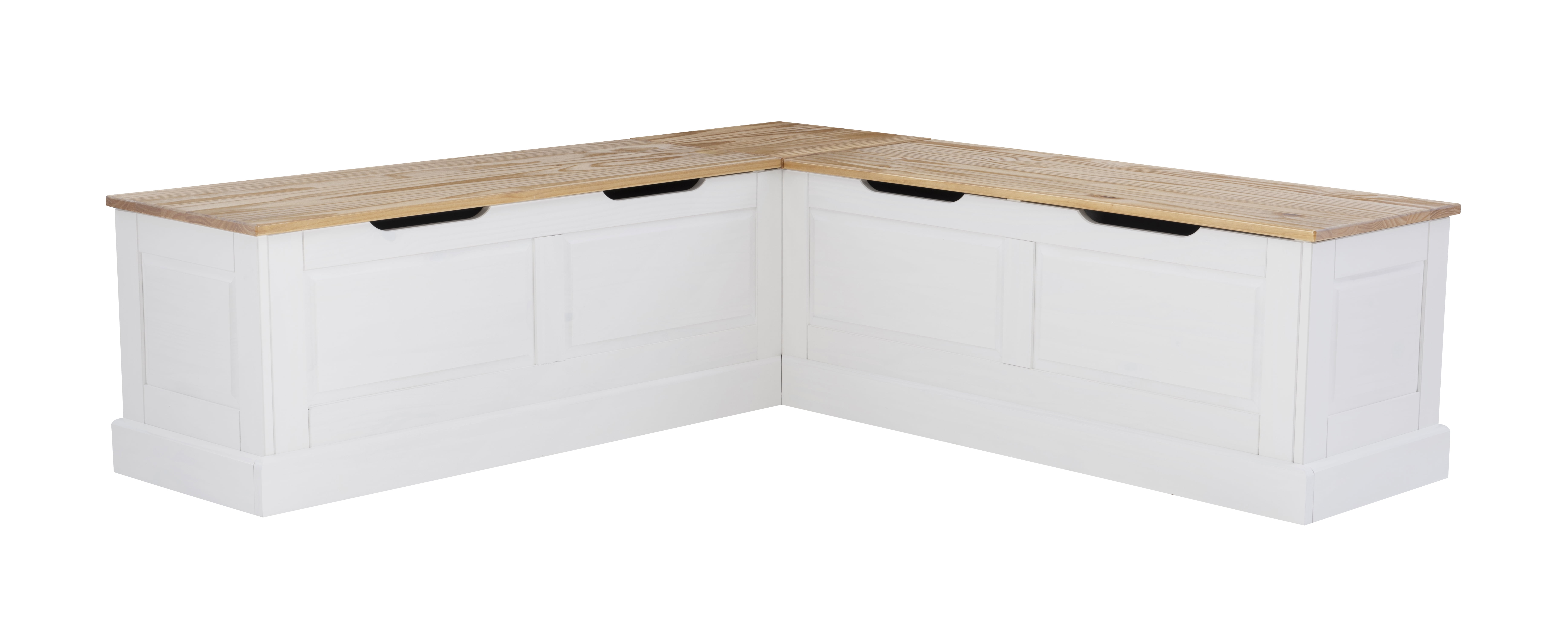 Linon Romero Casual Wood Corner Dining Breakfast Nook with Storage, White/Natural