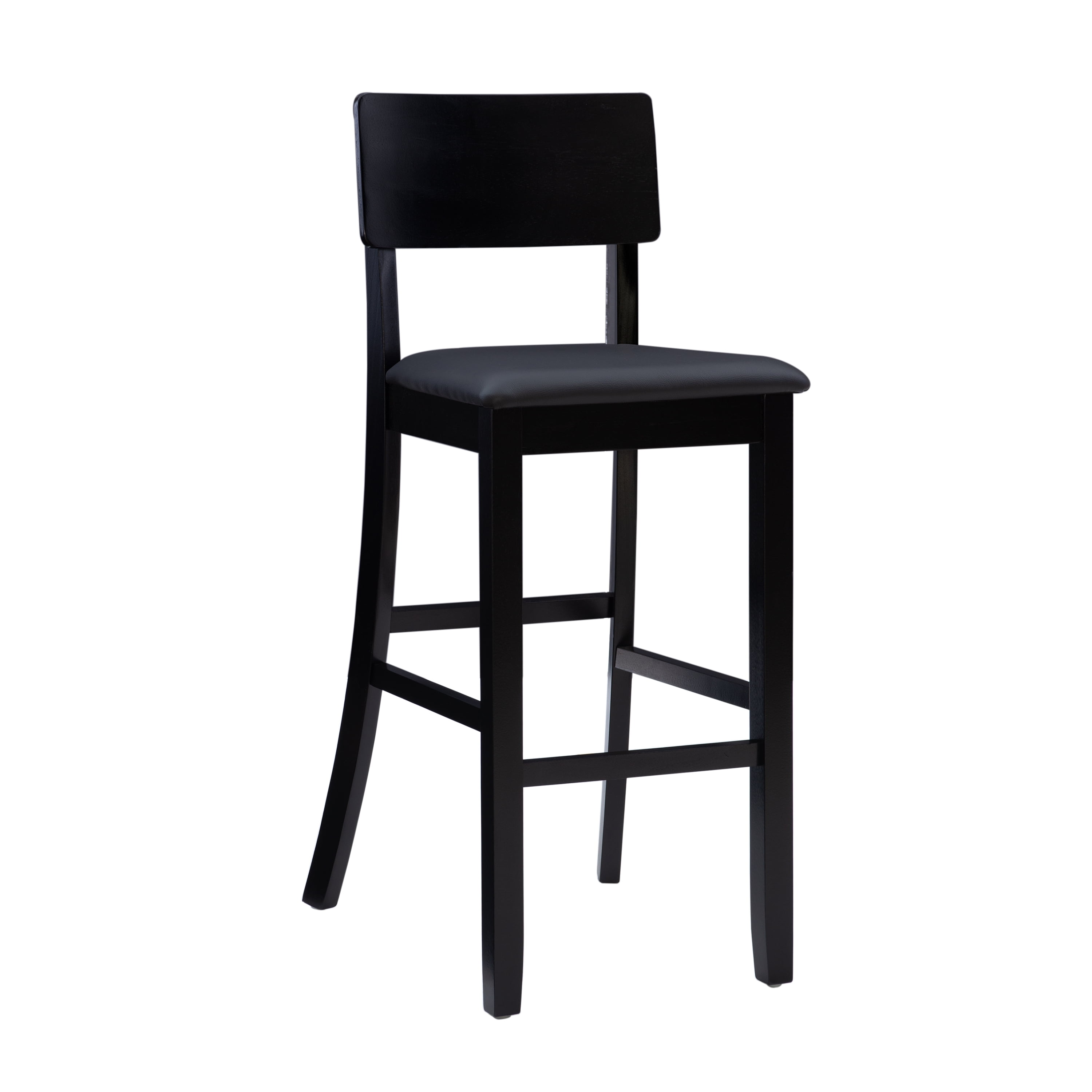 Linon Torino 30" Contemporary Indoor Wood Bar Stool with Black/Dark Brown Faux Leather Seat