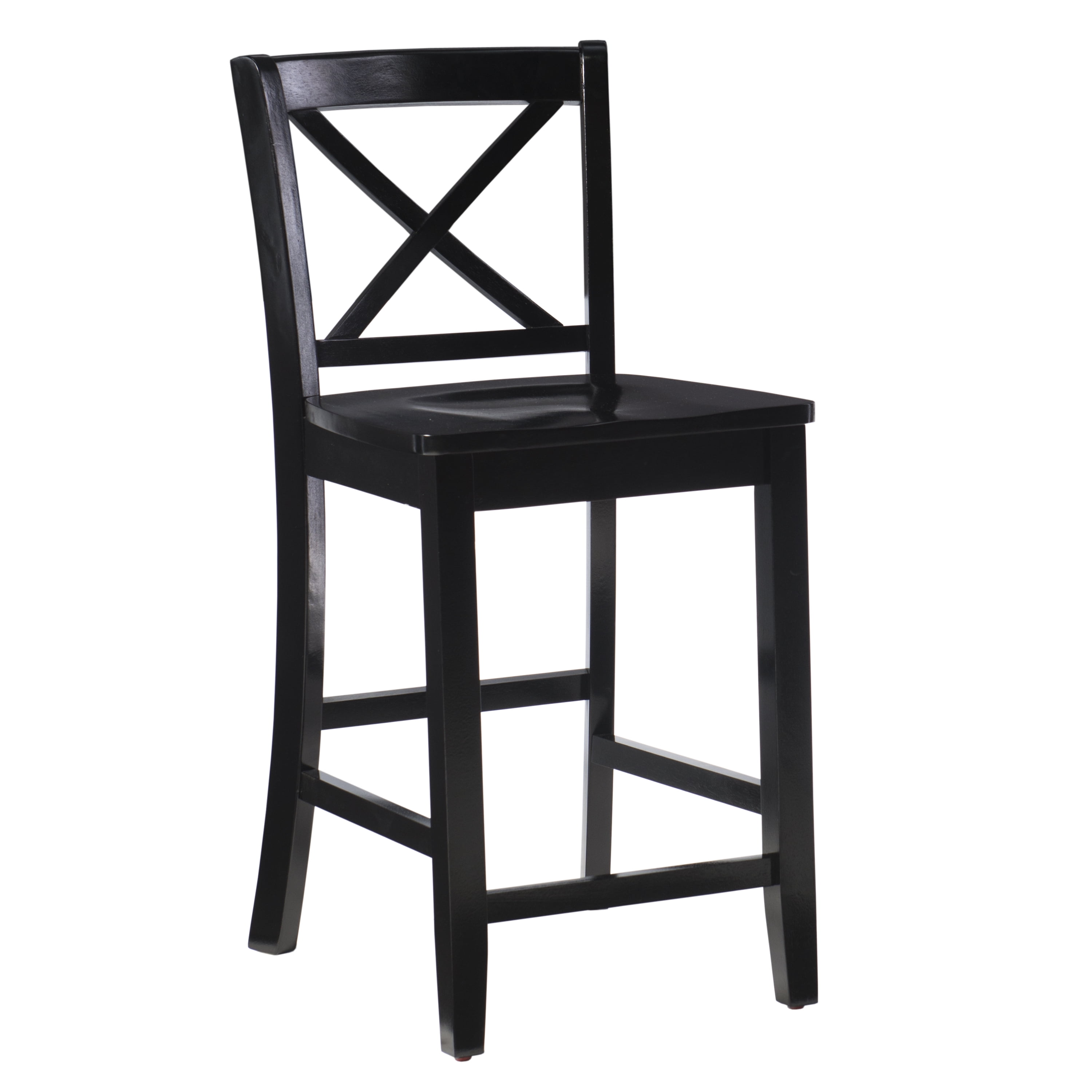 Linon Torino 24" Cross-Back Indoor Wood Counter Stool, Black