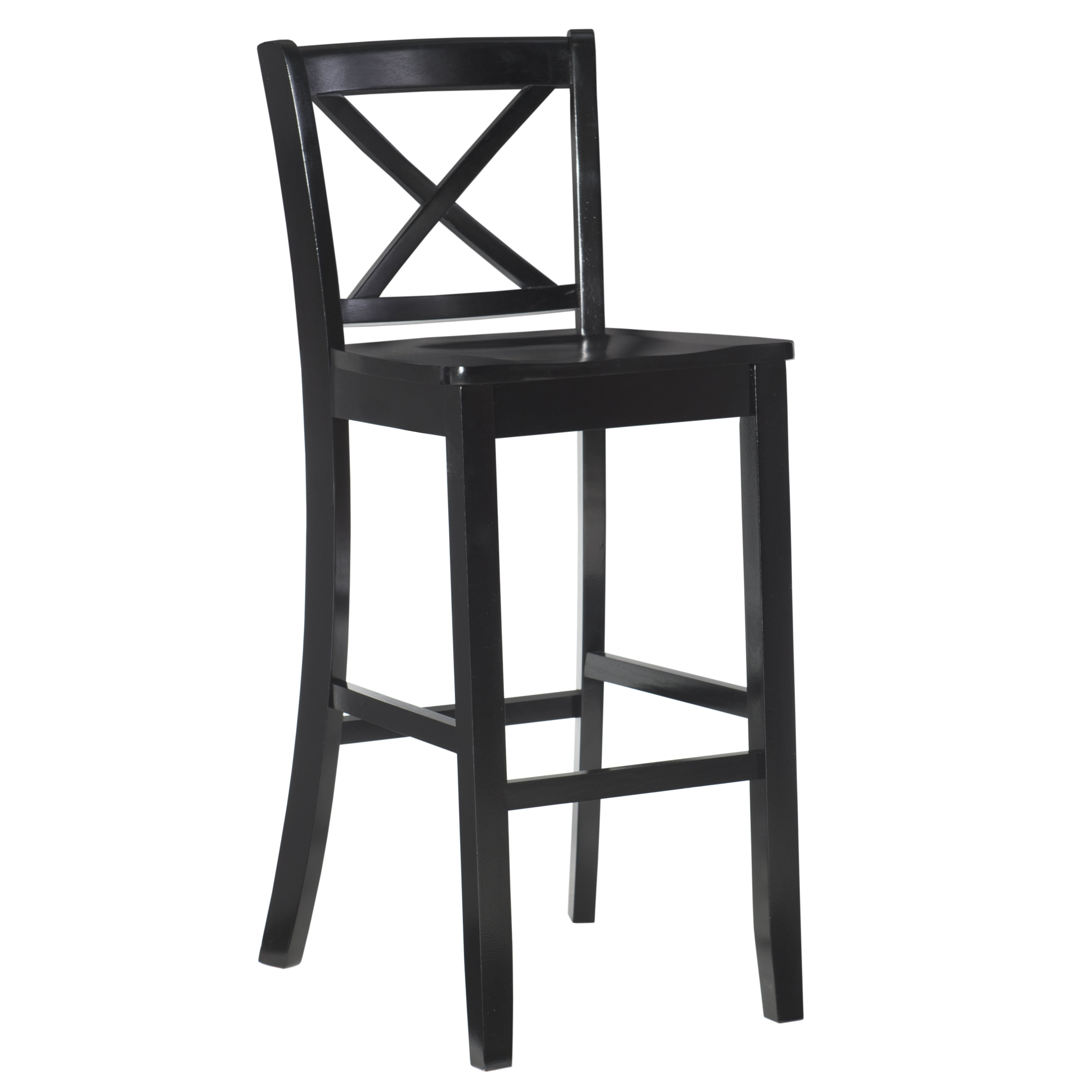 Linon Torino 30" Cross-Back Indoor Wood Bar Stool, Black