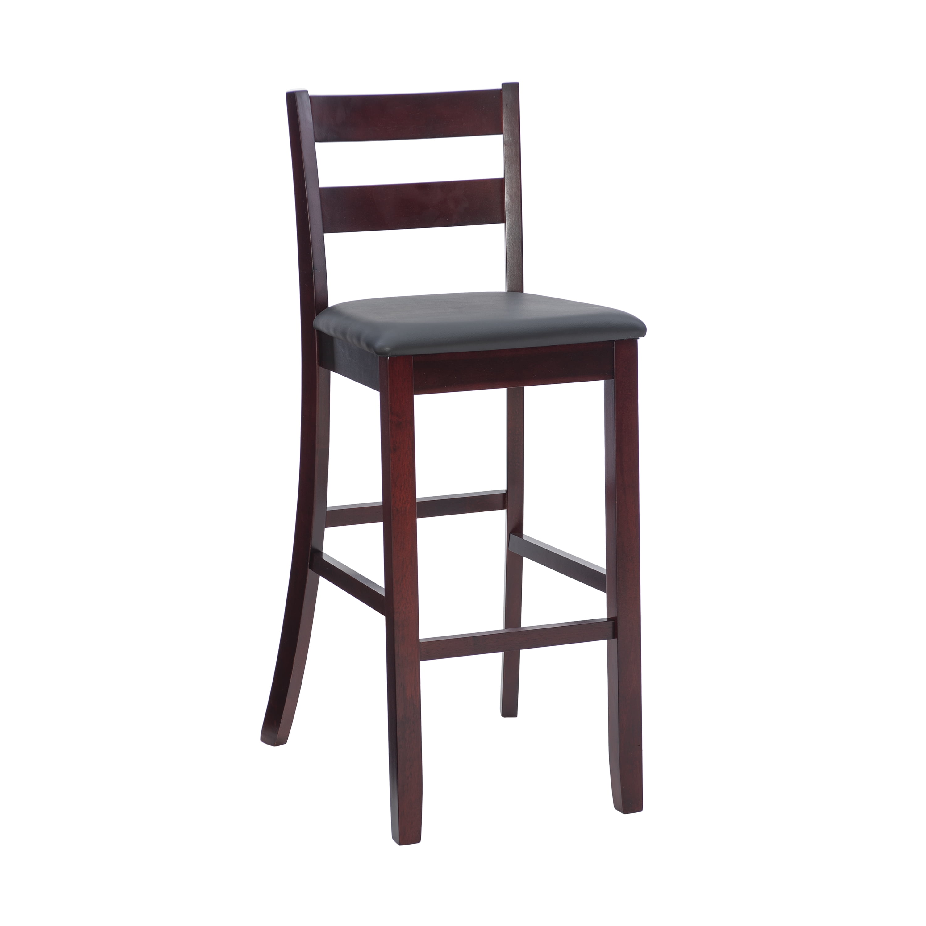 Linon Torino 31" Soho Ladder Back Indoor Wood Counter Stool, Merlot/Dark Brown Faux Leather