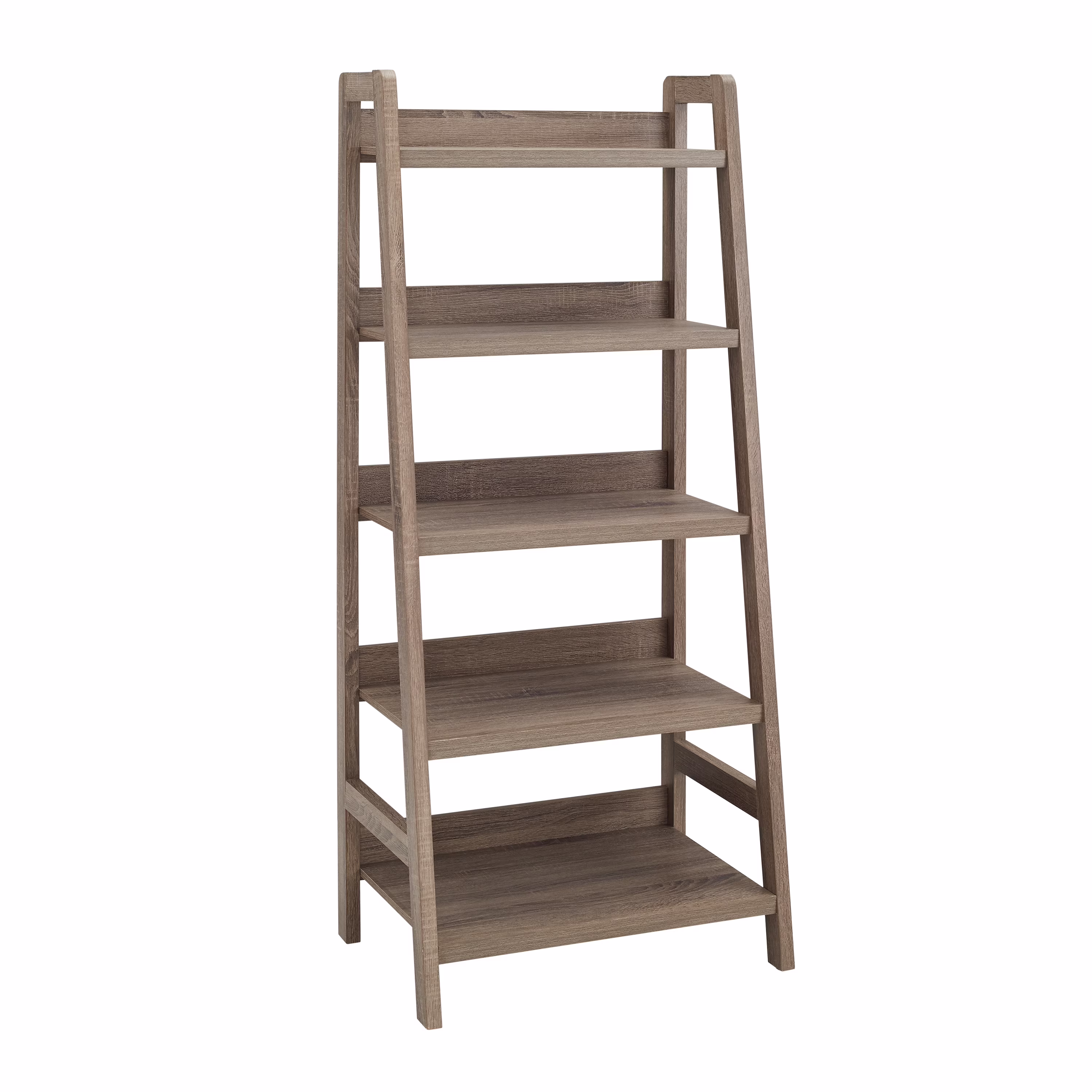 Linon Tracey Ladder Bookcase, Grey, 5 Shelves