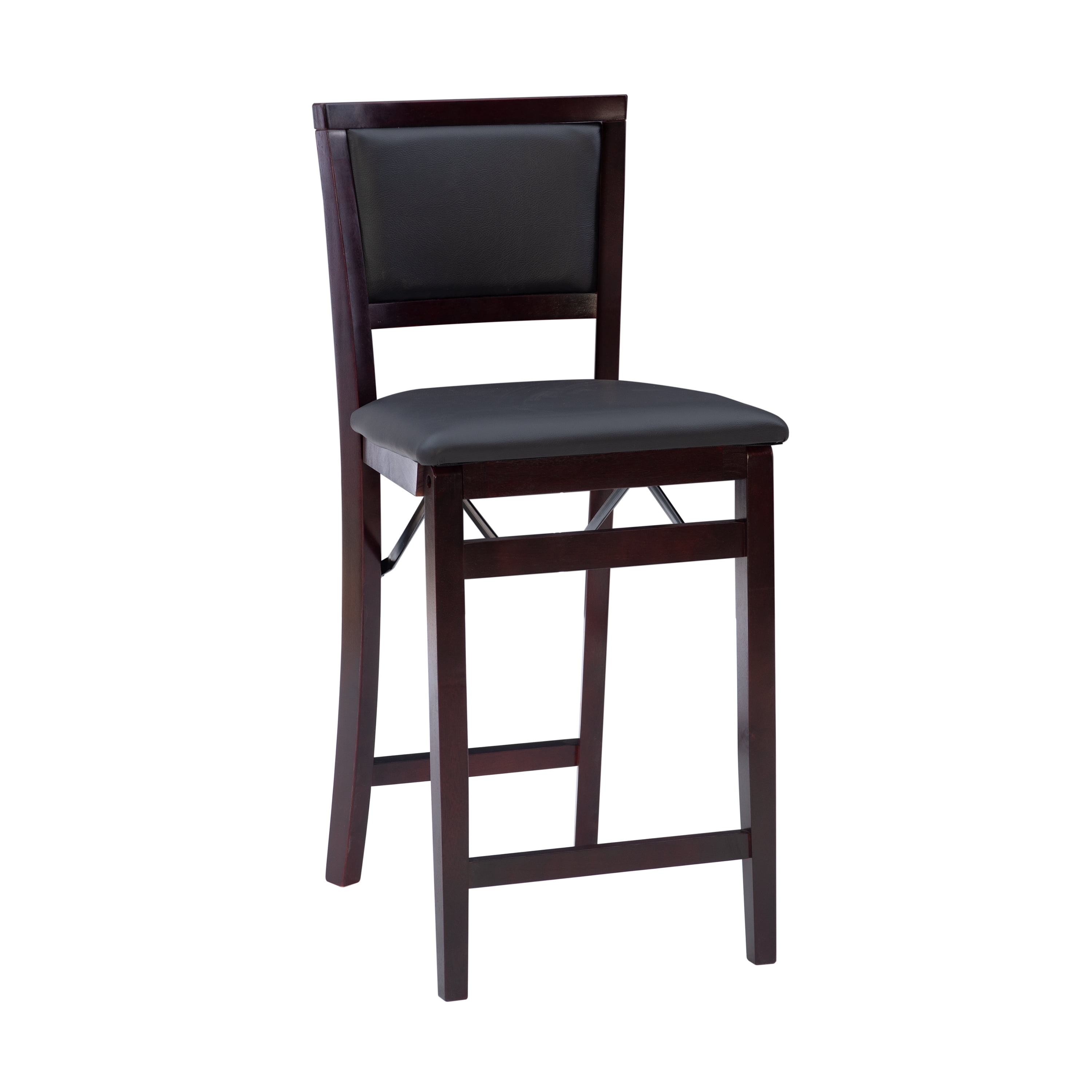 Linon Triena 24" Mid Back Indoor Upholstered Folding Counter Stool, Merlot/Dark Brown Faux Leather