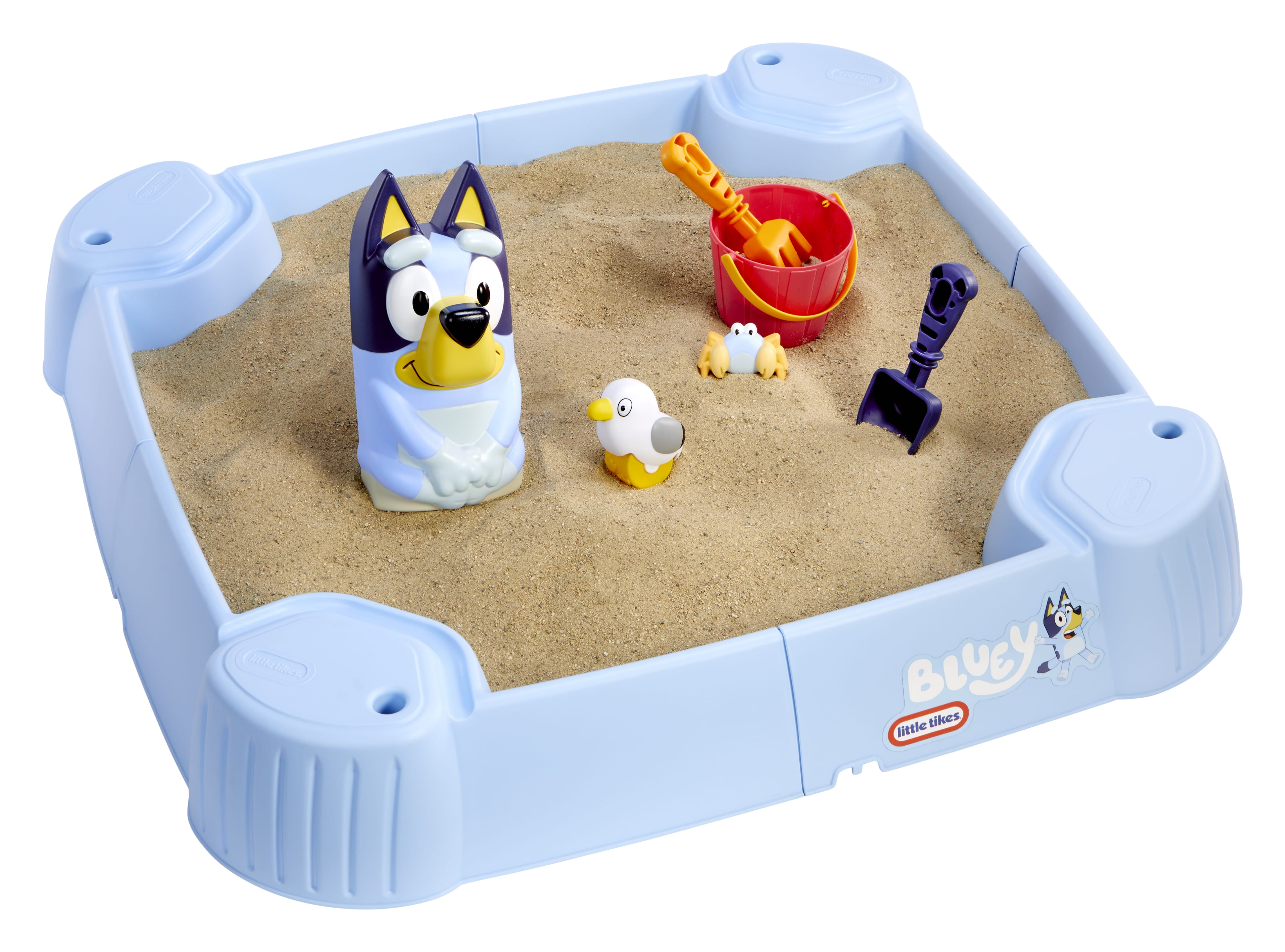 Little Tikes Bluey Beach Day Sandbox with 6 Accessories, Outdoor Sand Play for Kids Ages 1-6