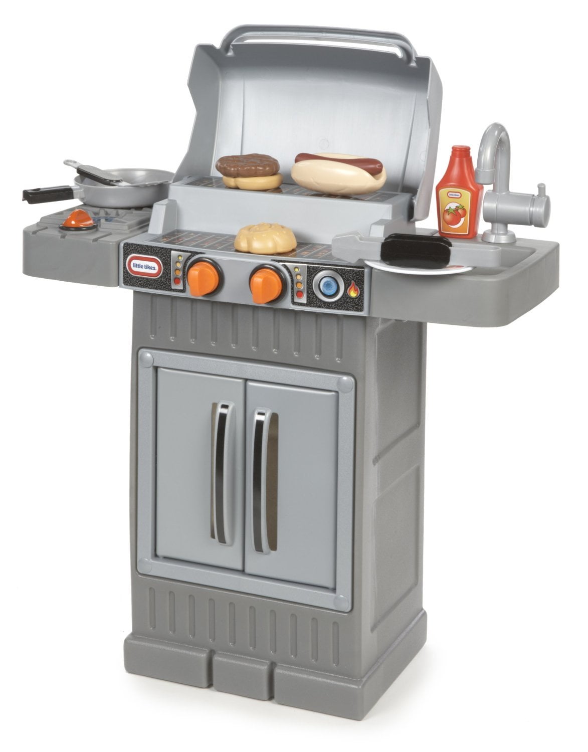 Little Tikes Cook 'n Grow 8-Piece BBQ Grill Playset, Gray, for Kids 2+