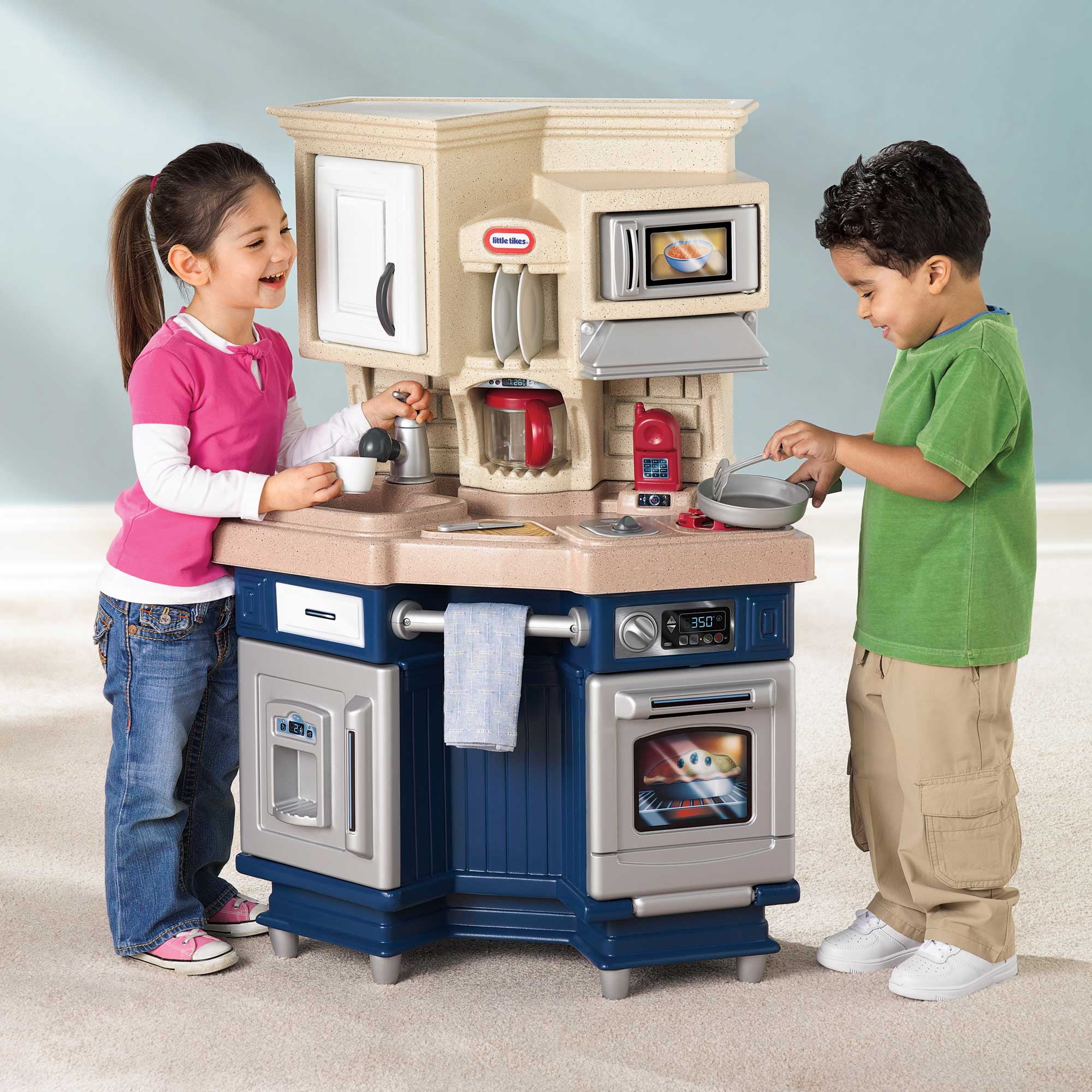 Little Tikes Super Chef 13-Piece Pretend Play Kitchen Toys Playset with Microwave, Oven and Coffee Maker, Multi-color- For Kids Toddlers Girls Boys Ages 3 4 5+