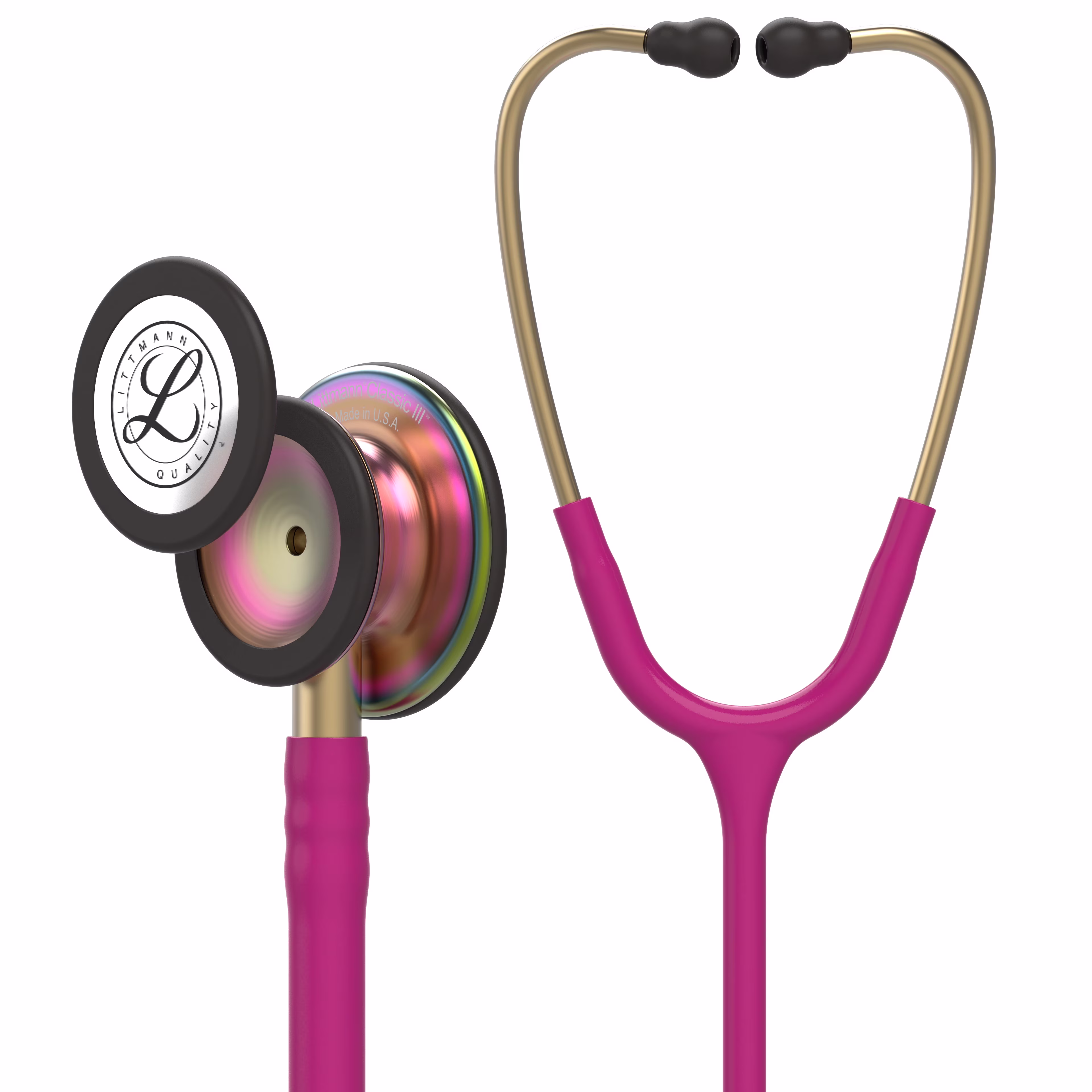 Littmann Classic III Monitoring Stethoscope, Rainbow, Raspberry Tube