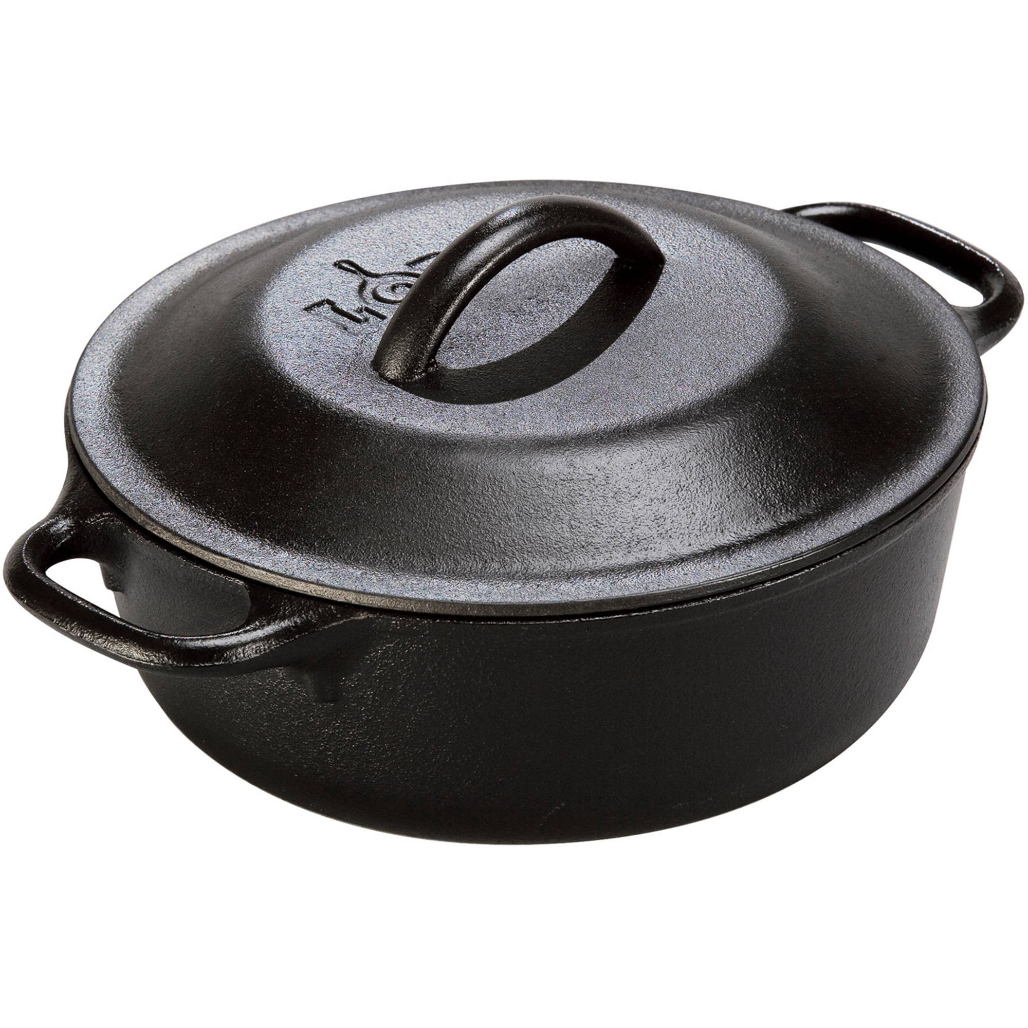 Lodge Cast Iron Serving Pot, 2 quarts, Non Stick, Black with Lid and Handles