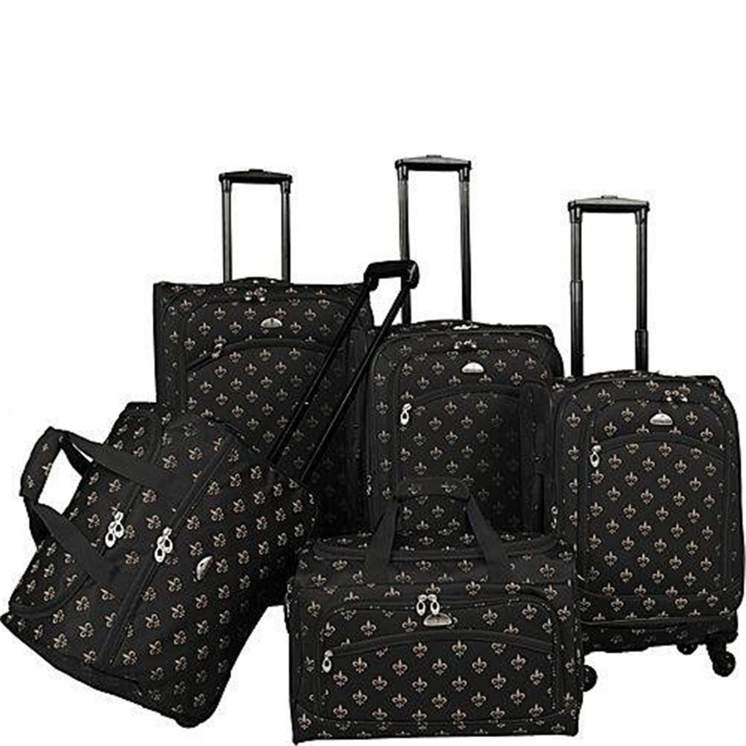 Long Lat Inc. AF 5P FleurDeLis LuggagSet Black