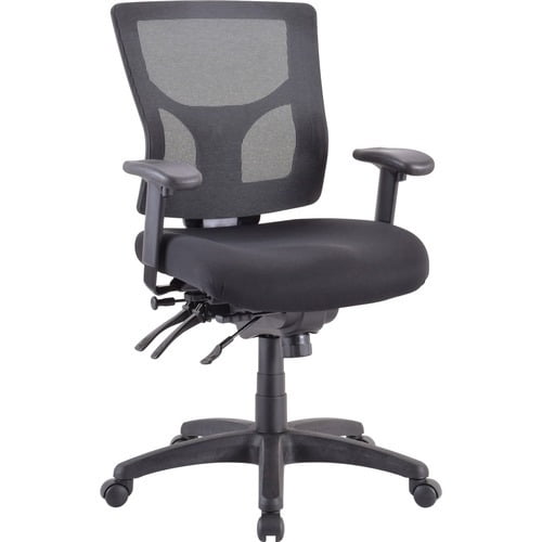Lorell Conjure Executive Mid-back Mesh Back Chair Black Seat - Black Back - 5-star Base - 24" Length x 24.4" Width - 39.4" Height - 1 Each
