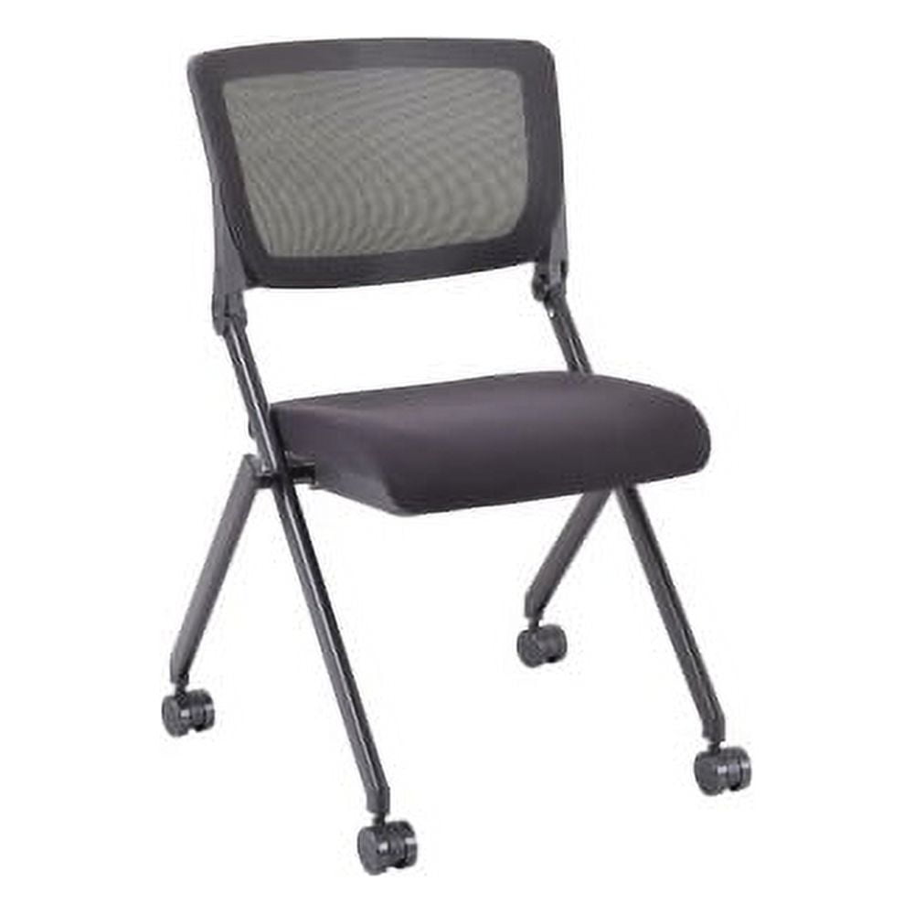 Lorell LLR41846 Mesh Back Nesting Chair, Black