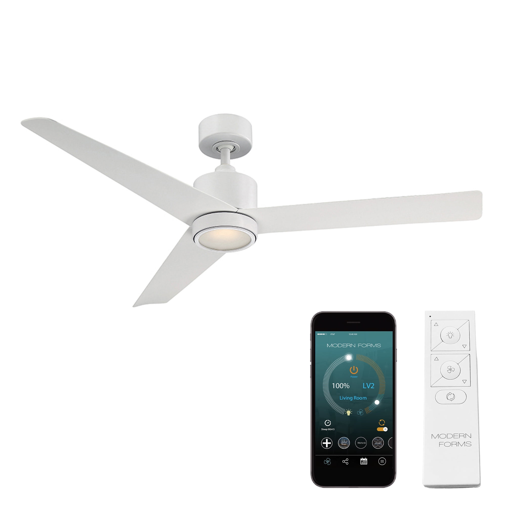 Lotus 54" Matte White Dimmable LED Smart Ceiling Fan with Remote Control