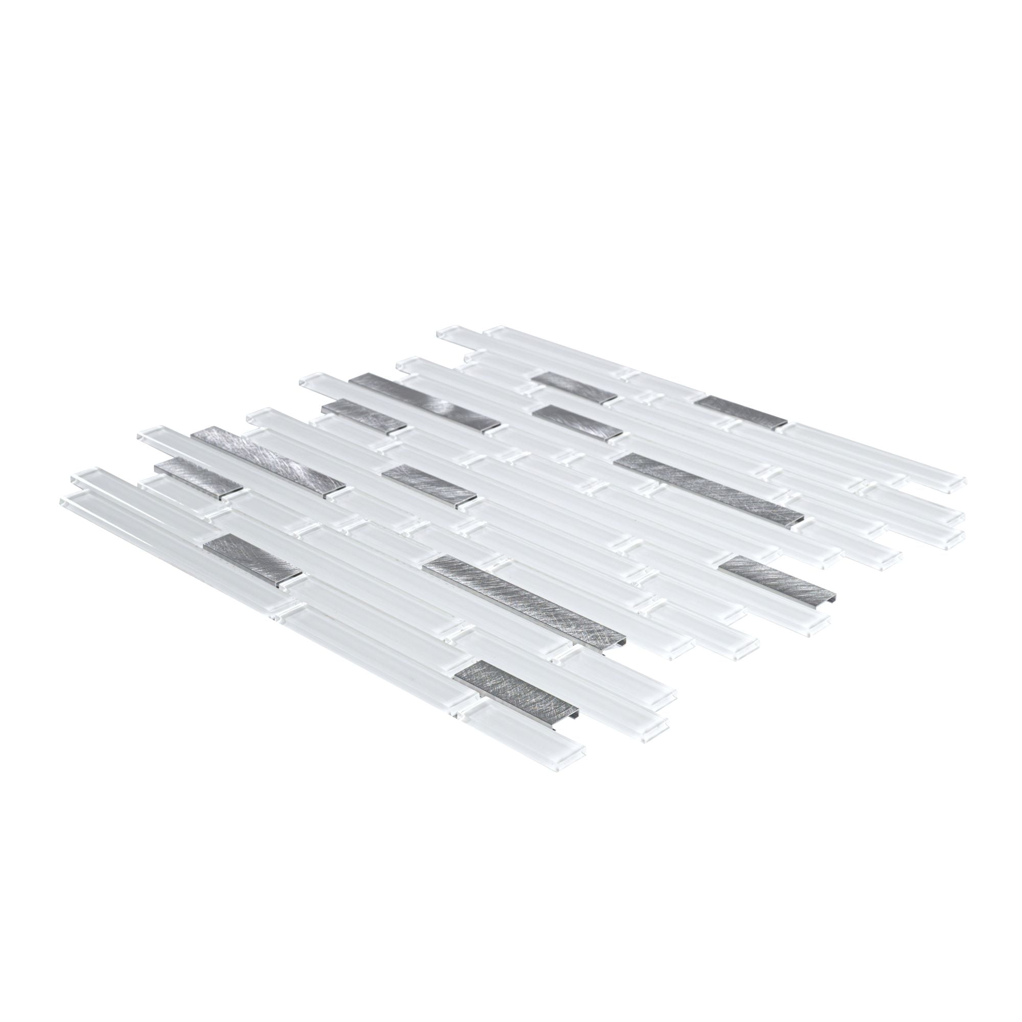 Lucid Sky Interlocking 11.81 in. x 12 in. x 4mm Glass Metal Mesh-Mounted Mosaic Tile (19.6 sq. ft. / case)