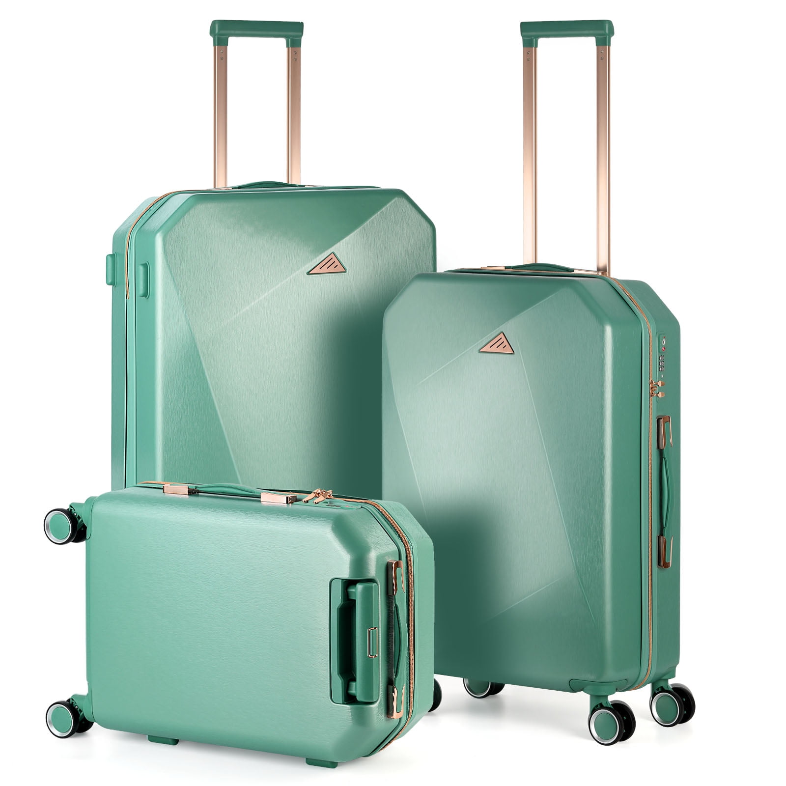 Luggage 3-Pieces Set PC+ABS Durable Suitcase Sets Rose Gold 20"24"28"