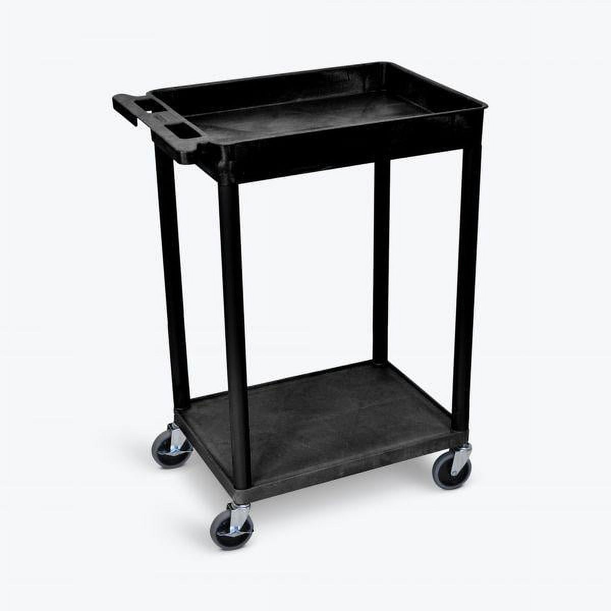 Luxor 18" x 24" Two Shelf Combination Tub/Flat Utility Cart - Black