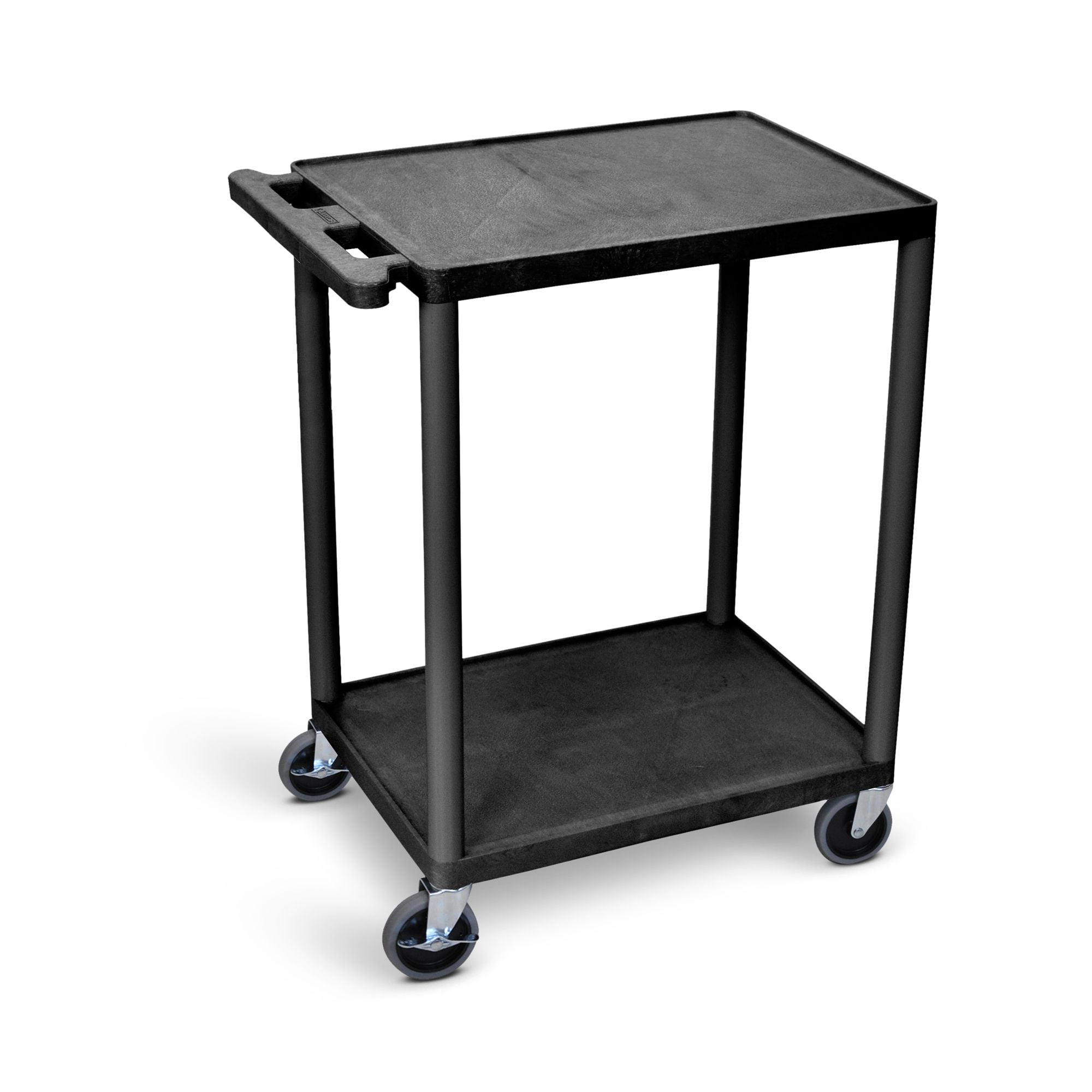 Luxor 18" x 24" Two Shelf Flat Utility Cart - Black