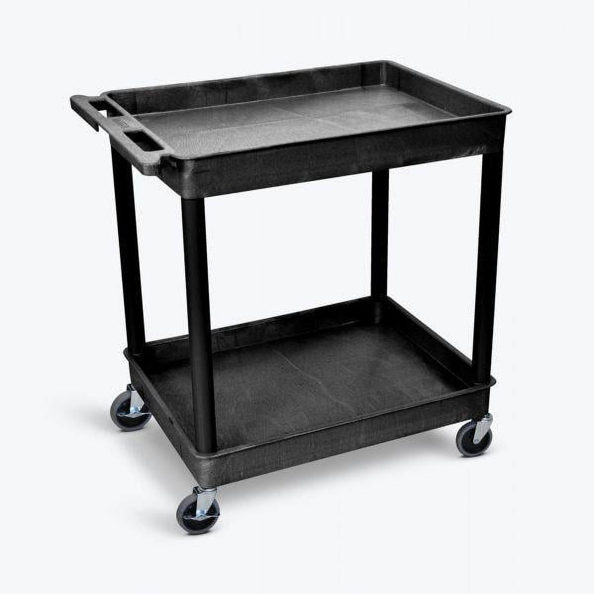 Luxor 24" x 32" Two Shelf Tub Utility Cart - Black