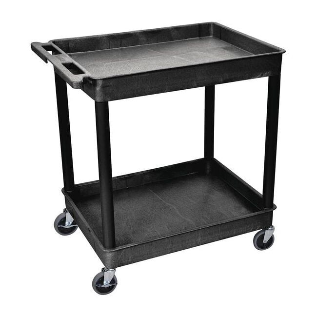 Luxor 24" x 32" Two Shelf Tub Utility Cart - Black