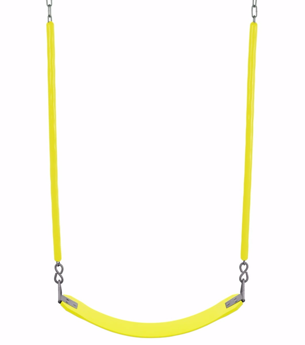Machrus Swingan Belt Swing For All Ages with Soft Grip Chain - Fully Assembled - Yellow
