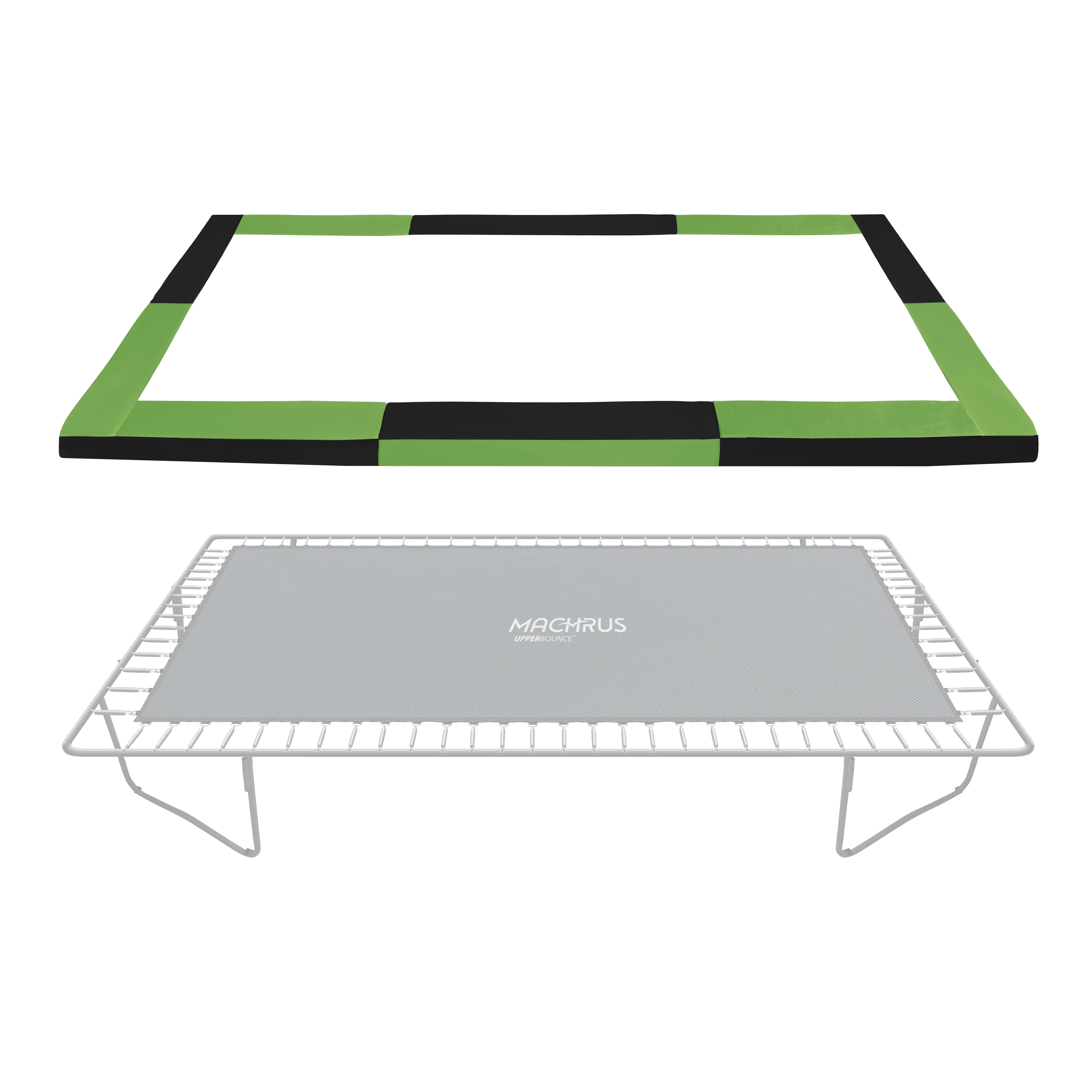 Machrus Upper Bounce Replacement Spring Cover - Safety Pad, Fits Only for Upper Bounce Brand 10 X 17 FT Rectangular Trampoline Frame - Black/Green