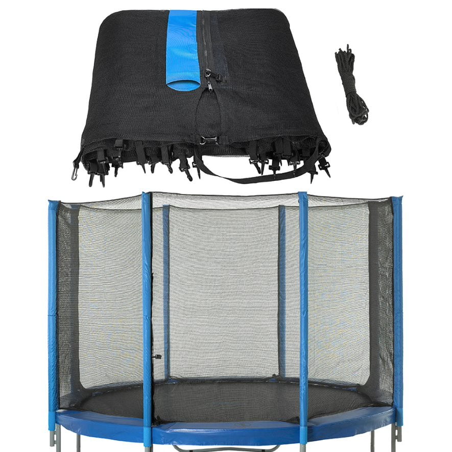 Machrus Upper Bounce Trampoline Net - Fits 14 ft Round Trampoline with 8 Straight Poles - UV & Weather-Resistant Trampoline Netting Replacement with Sleeves