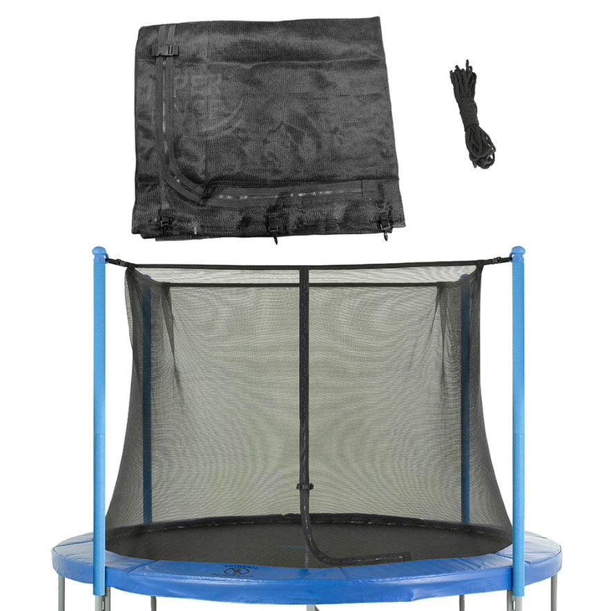 Machrus Upper Bounce Trampoline Safety Enclosure Net, Fits 10 FT Round Frame, Using 4 Poles (or 2 Arches) - Adjustable Straps- Net Only