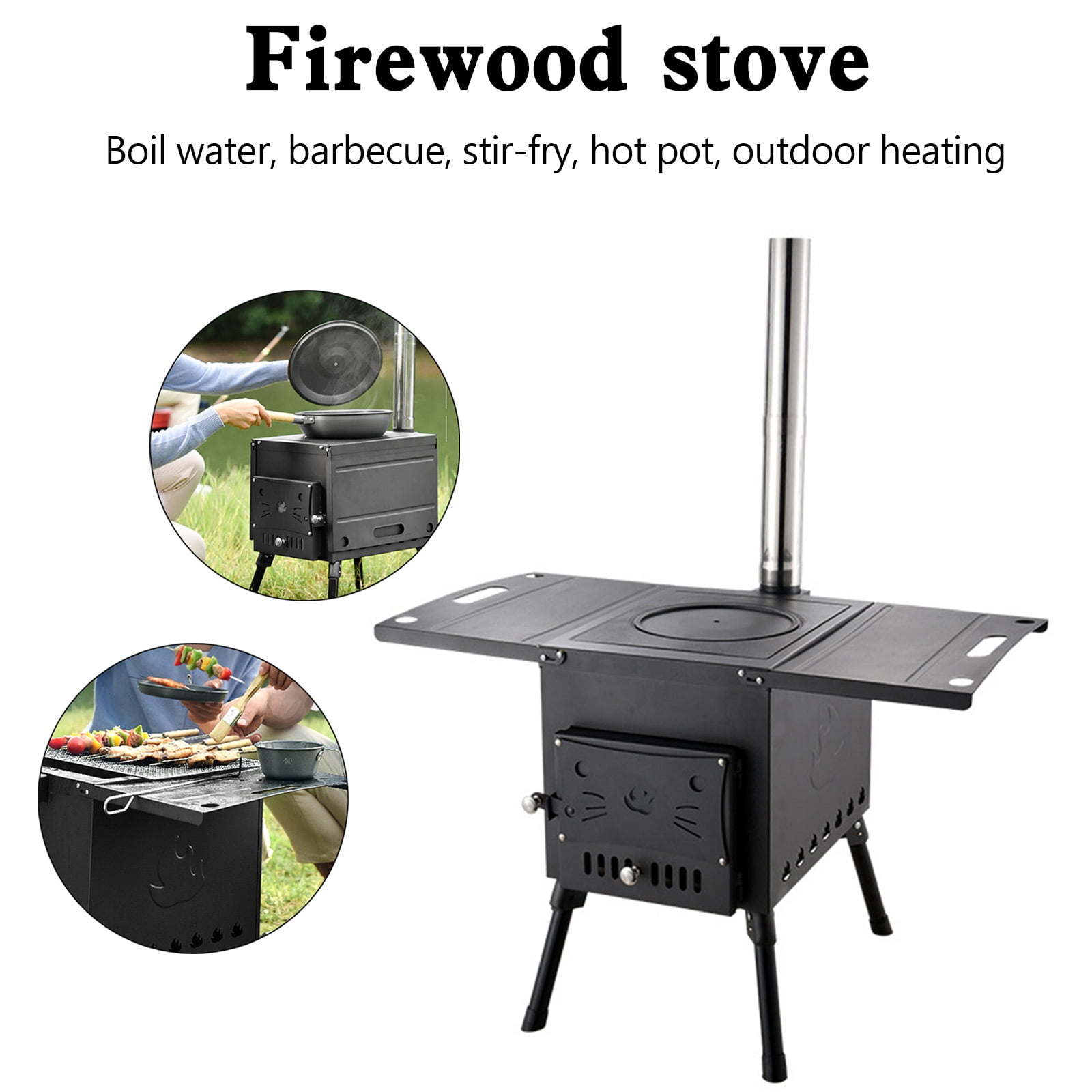 Mad Hornets Wood Burning Portable Outdoor Stove with 3 Chimney Pipes