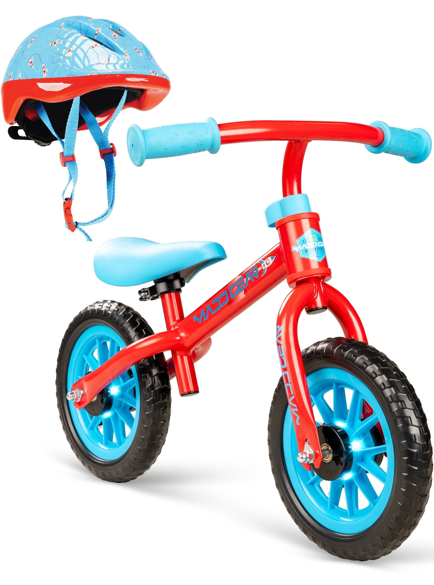 Toddler Balance Bike with Adjustable Helmet – Lightweight No Pedal First Bike for Ages 18 Months to 4 Years – Maintenance-Free 10" Tires – Adjustable Seat – Madd Gear My 1st ZBike