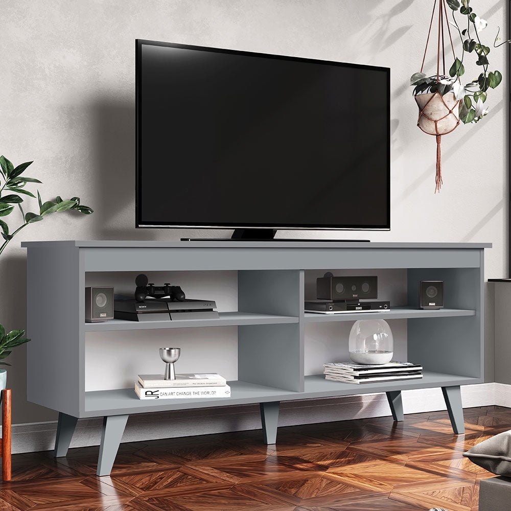 Madesa TV Stand Entertainment Center with 4 Shelves and Cable Management for 50, 55 Inch Media Storage Living Room and Bedroom Modern Wooden Television Media Console - Grey