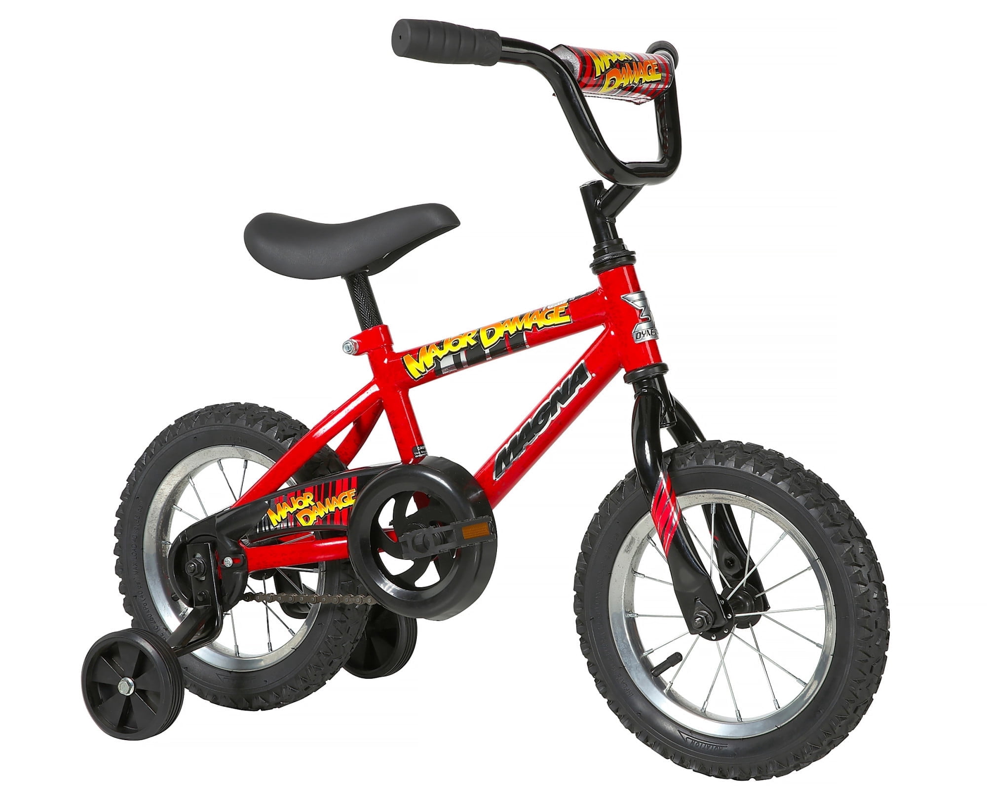 Dynacraft Magna Major Damage 12 Inch Boys Bike, BMX Bike Style, Easy Assembly Kids BMX Bike, Perfect Bike for Kids Ages 3-5, Red, 1 Count