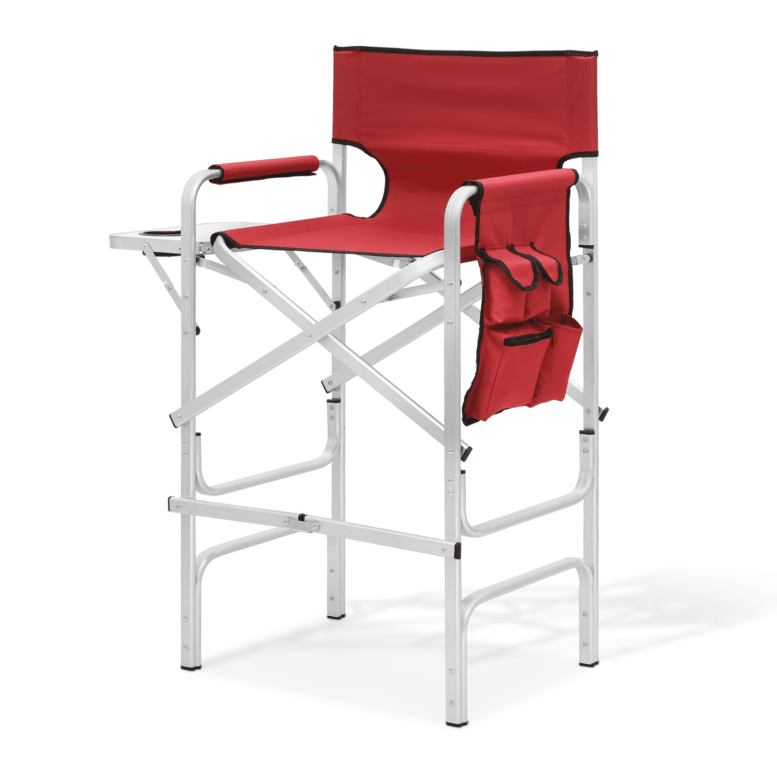 Magshion Folding Camping Director Chair with Side Table & Storage Pocket, for Adult Beach, Fishing Trip Picnic Lawn Concert Outdoor, Red