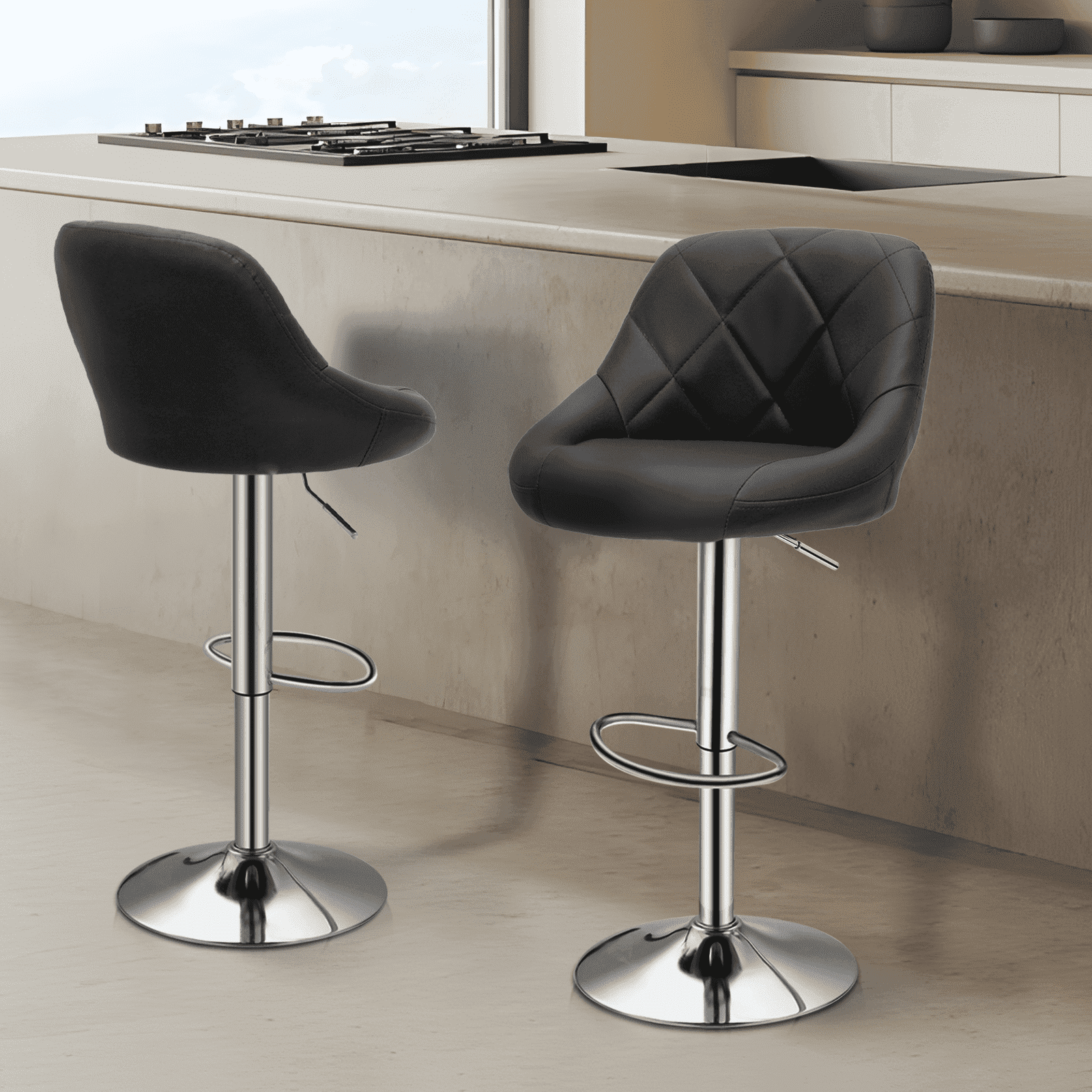 Magshion Furniture Model Bar Stool, Counter Pub, Set of 2, Black