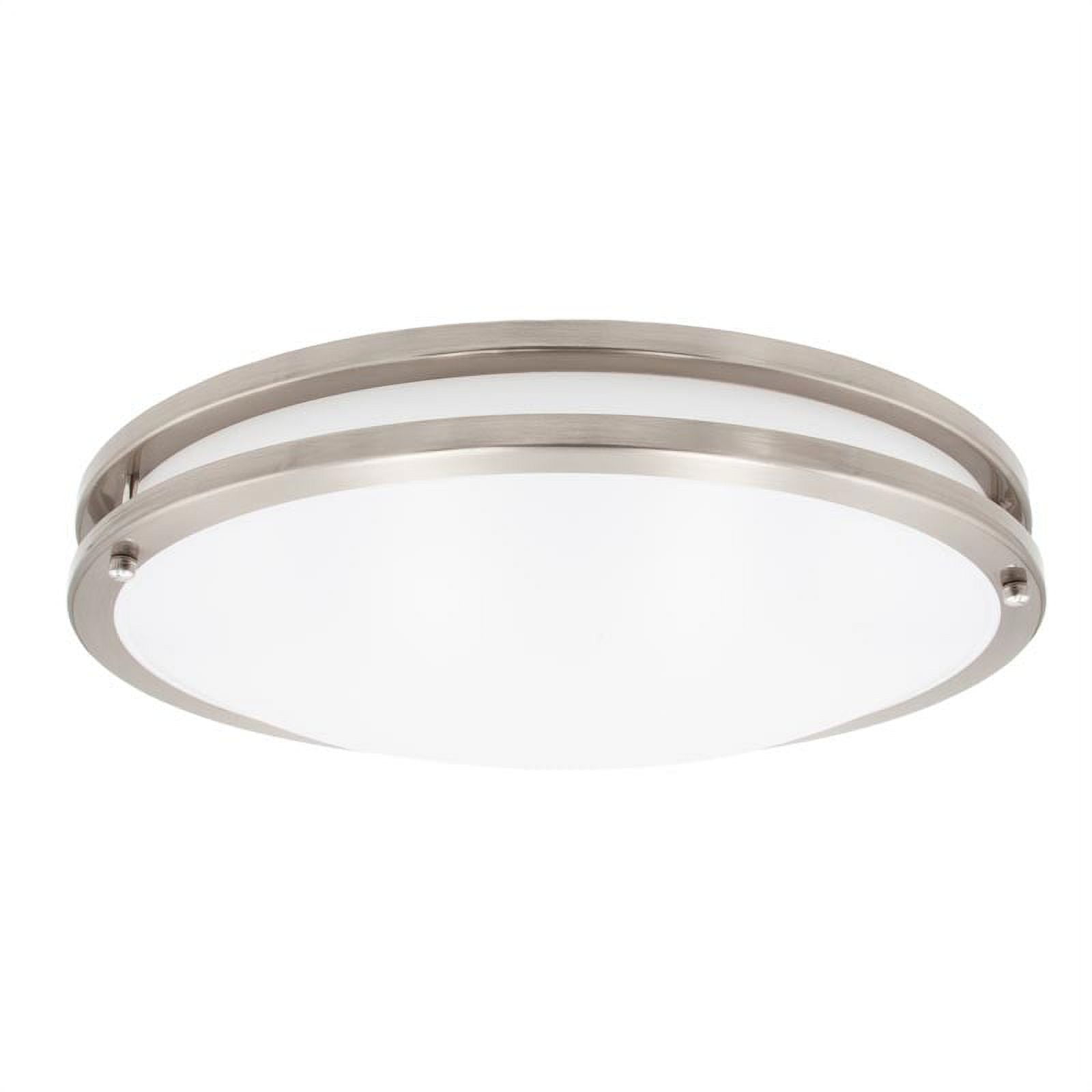 Maxxima 16 in. Satin Nickel LED Ceiling Mount Fixture 3000K Warm White, 2600 Lumens, Dimmable