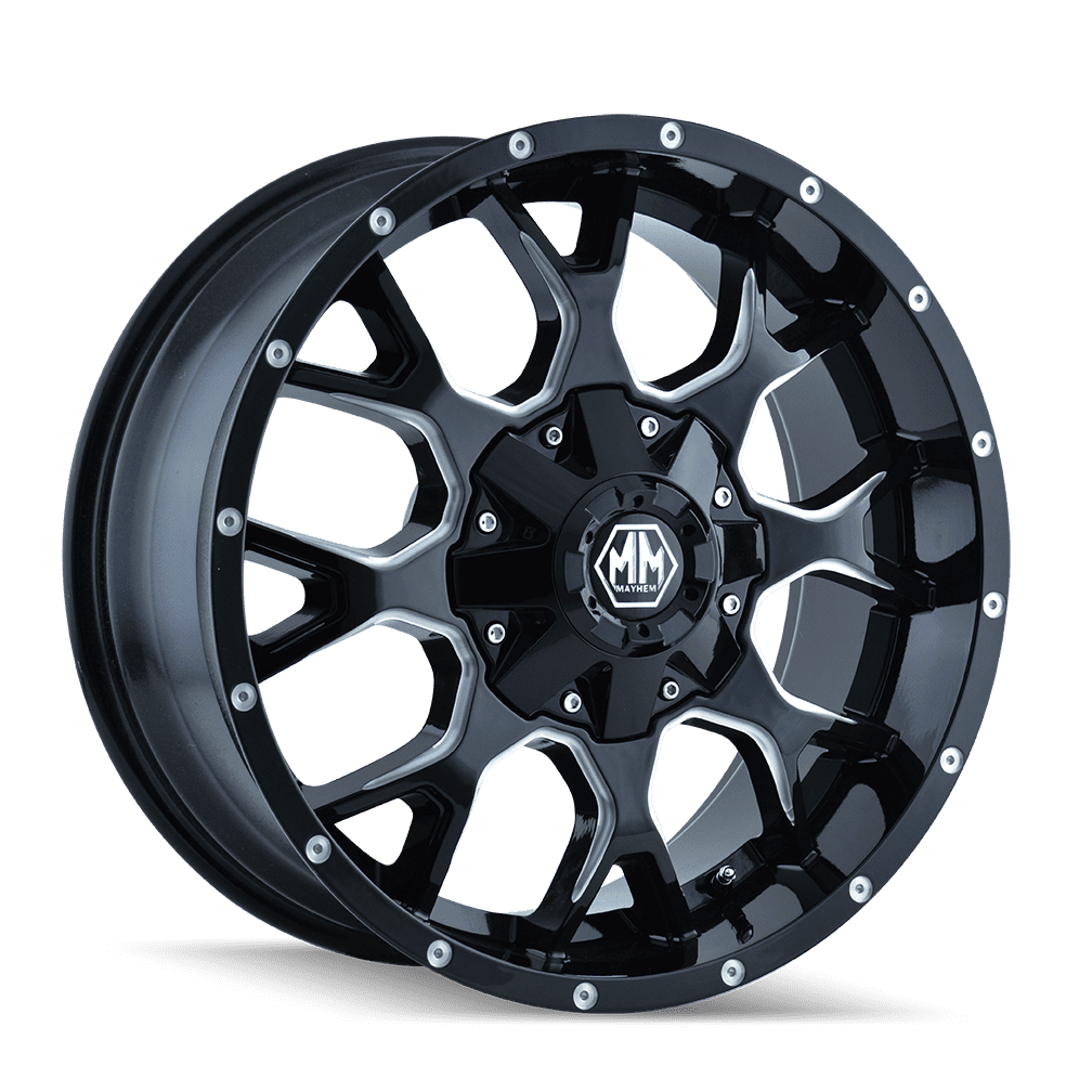 Mayhem Warrior-8015 18X9 6X135/6X139.7 18Et 106Cb Black W/Milled Spokes