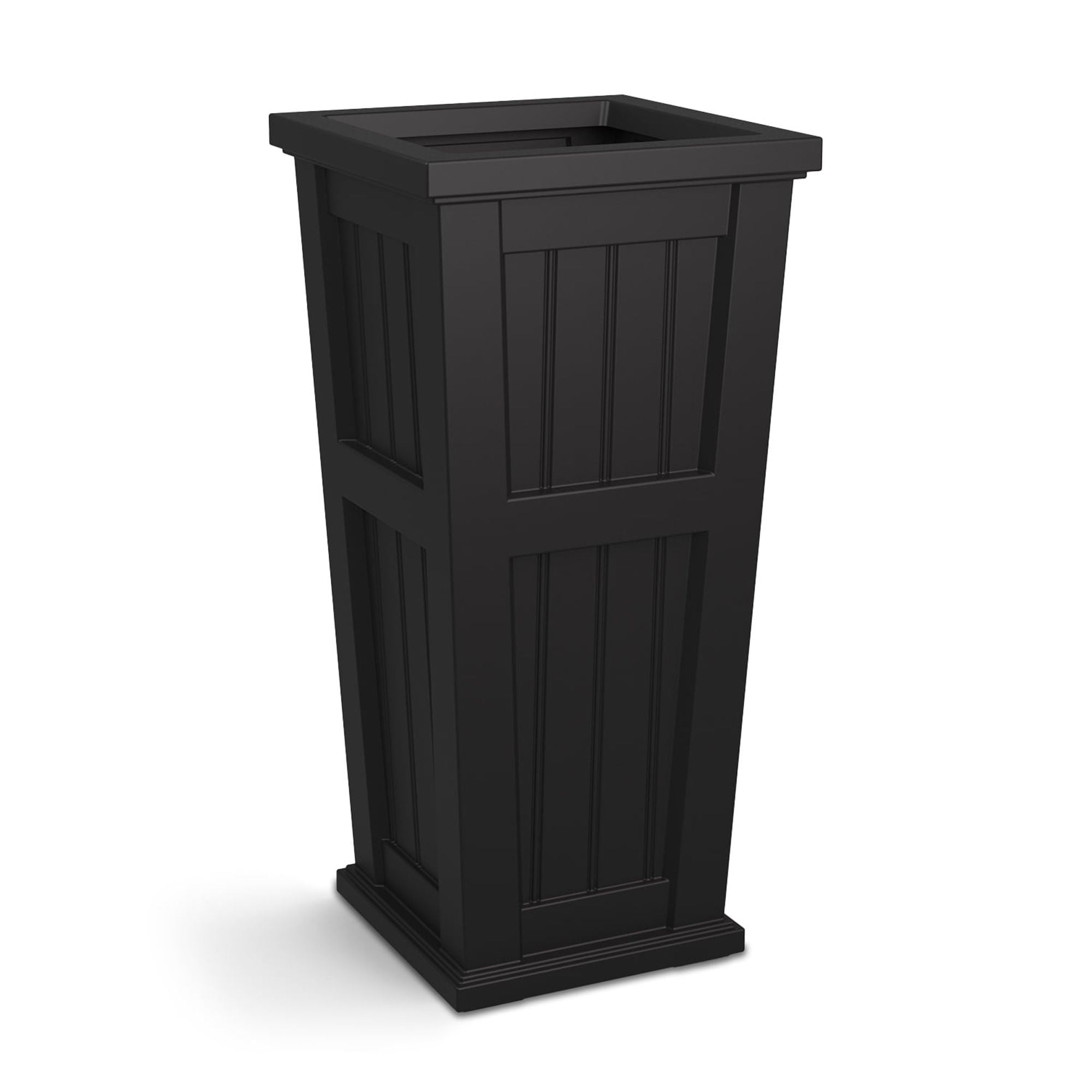 Cape Cod 15.5" x 15.5" x 32" Square Black Self-Watering Plastic Planter