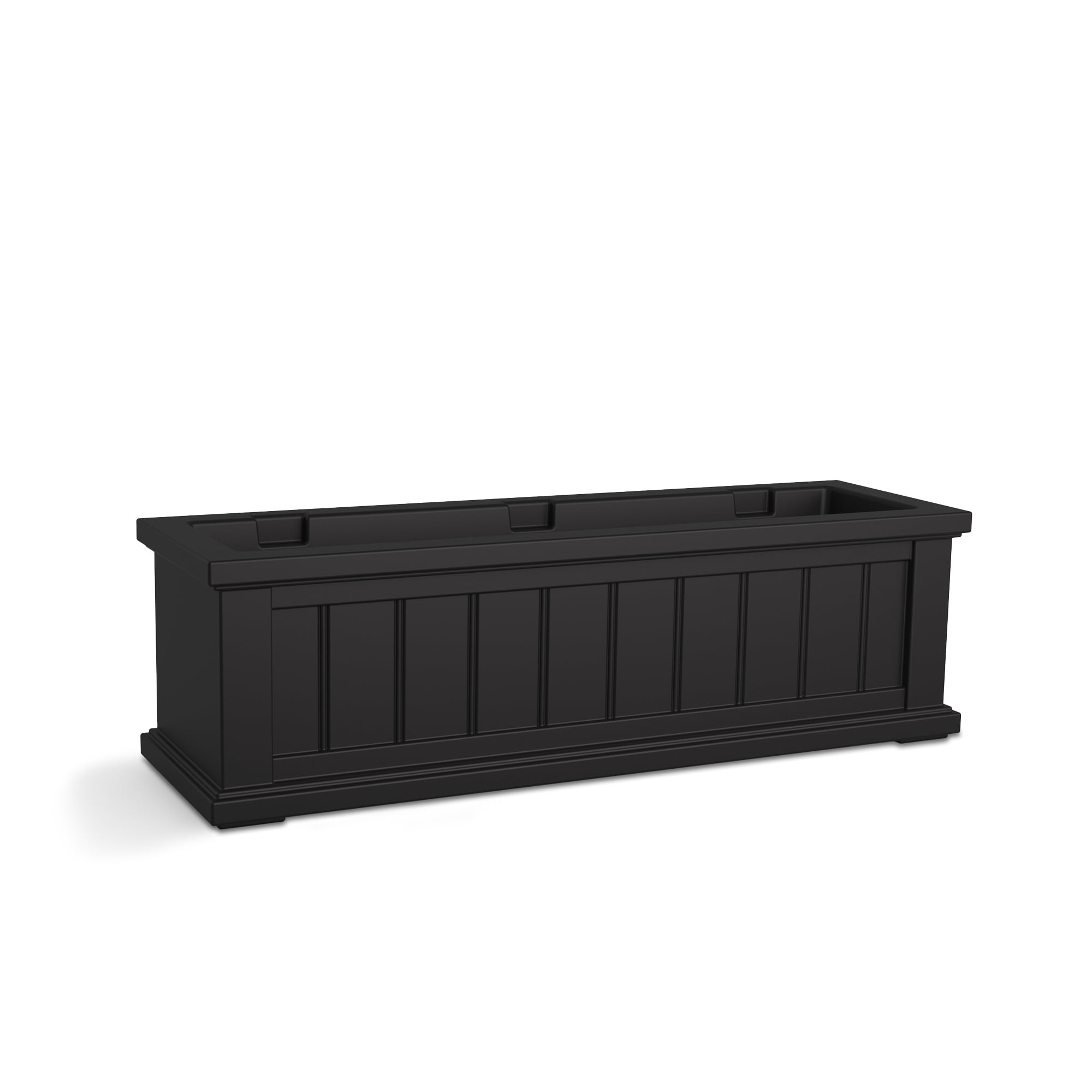 Cape Cod 36" x 11" x 11" Rectangle Black Self-Watering Plastic Window Box Planter