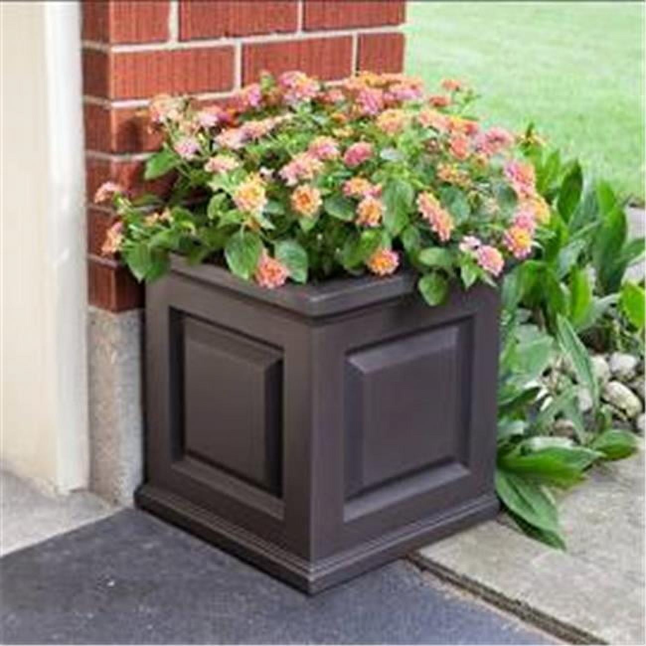 Mayne Nantucket 16" x 16" x 16" Square Espresso Self Watering Plastic Planter