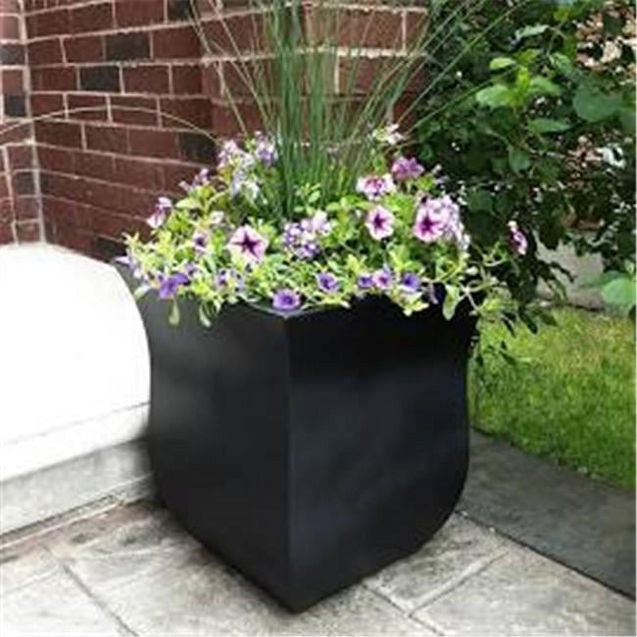 Mayne Valencia 16" x 16" x 18" Square Black Plastic Planter