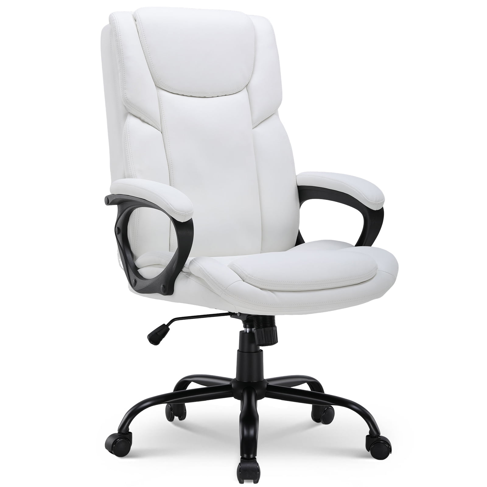 Mainstays Executive Ergonomic High Back Leather Home Office Desk Chair, White