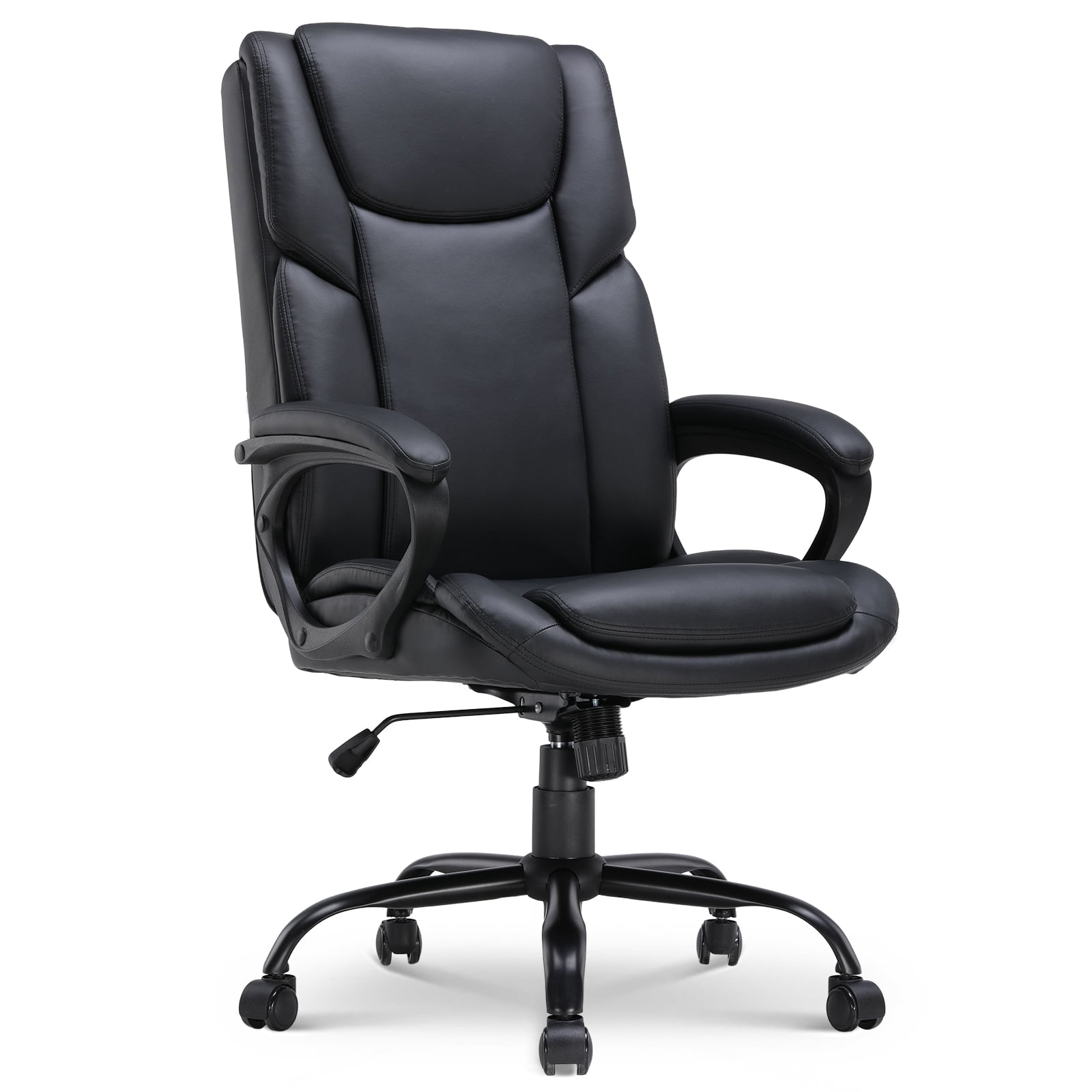 Mainstays Executive Ergonomic High Back Leather Home Office Desk Chair, Black