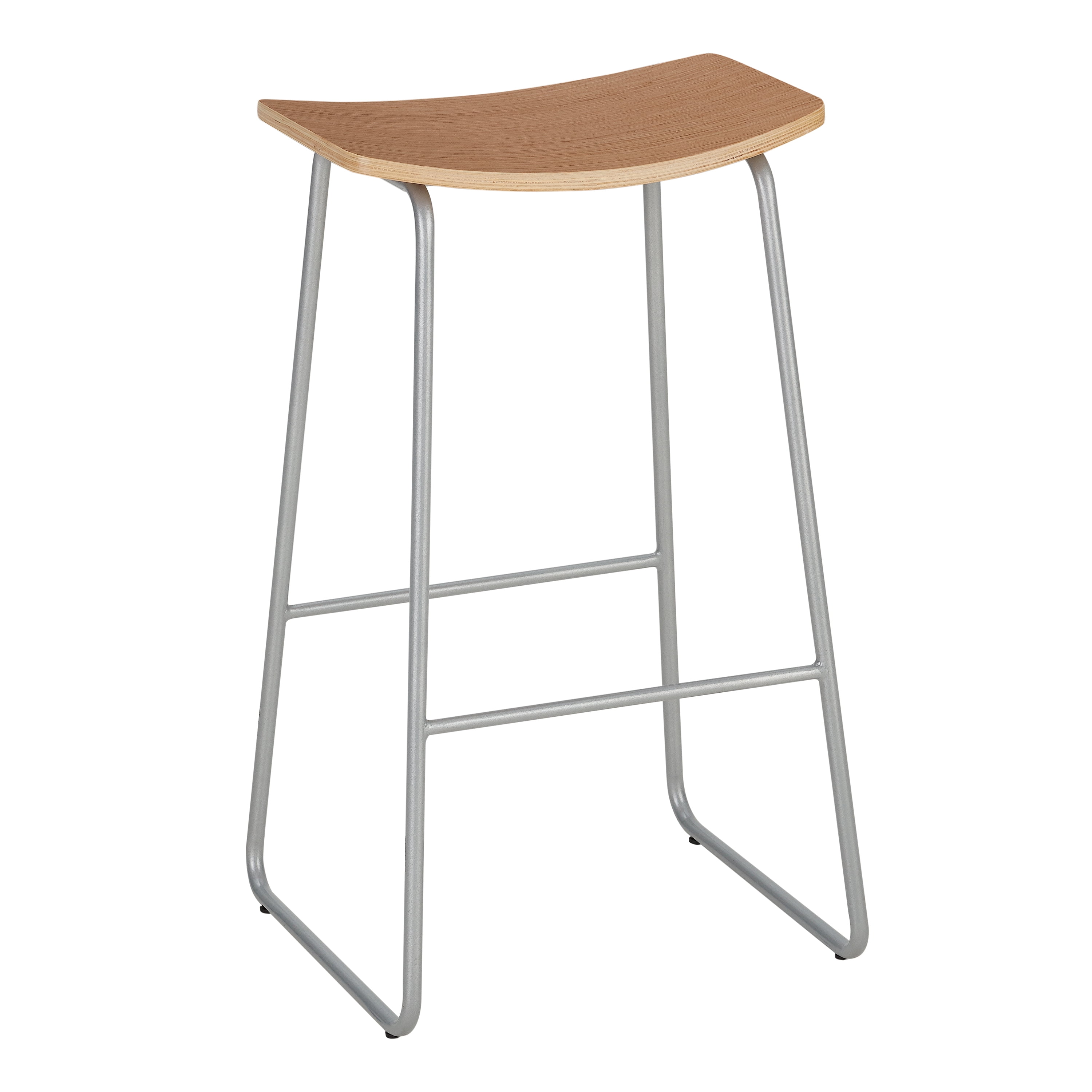 Mainstays Metal Frame Backless Bar Stools, Set of 2, Natural Wood
