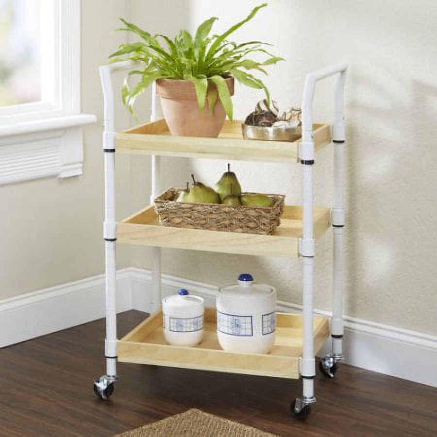 Mainstays Multi-Purpose Wood Cart with White Handles