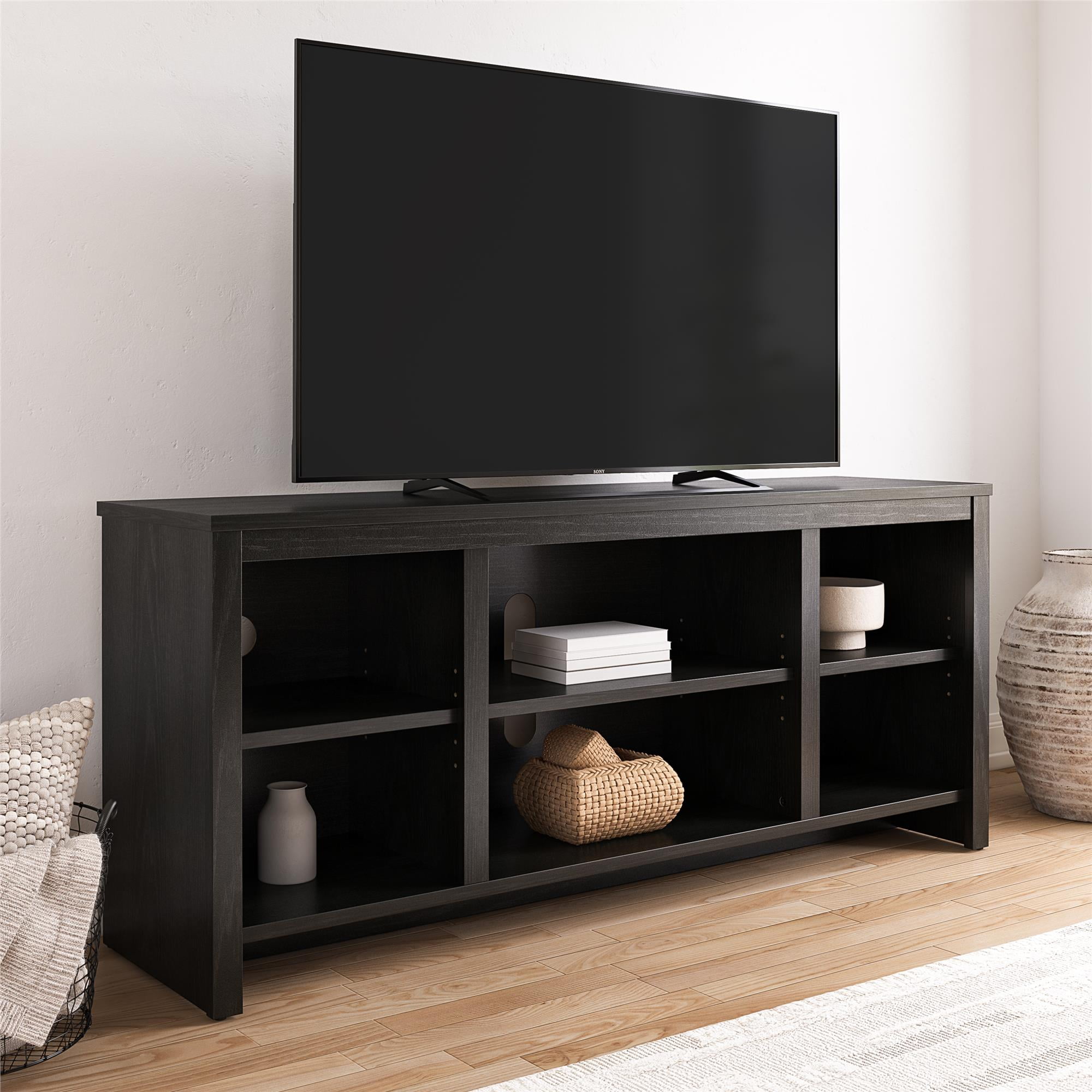Mainstays Parsons TV Stand for TVs up to 50", Black Oak Finish