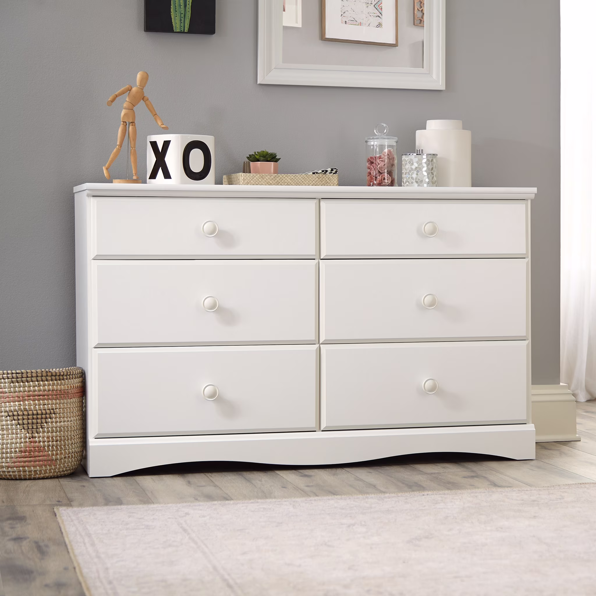 Mainstays Storybook Soft White Dresser, 49.13" L x 16.22" W x 30.24" H