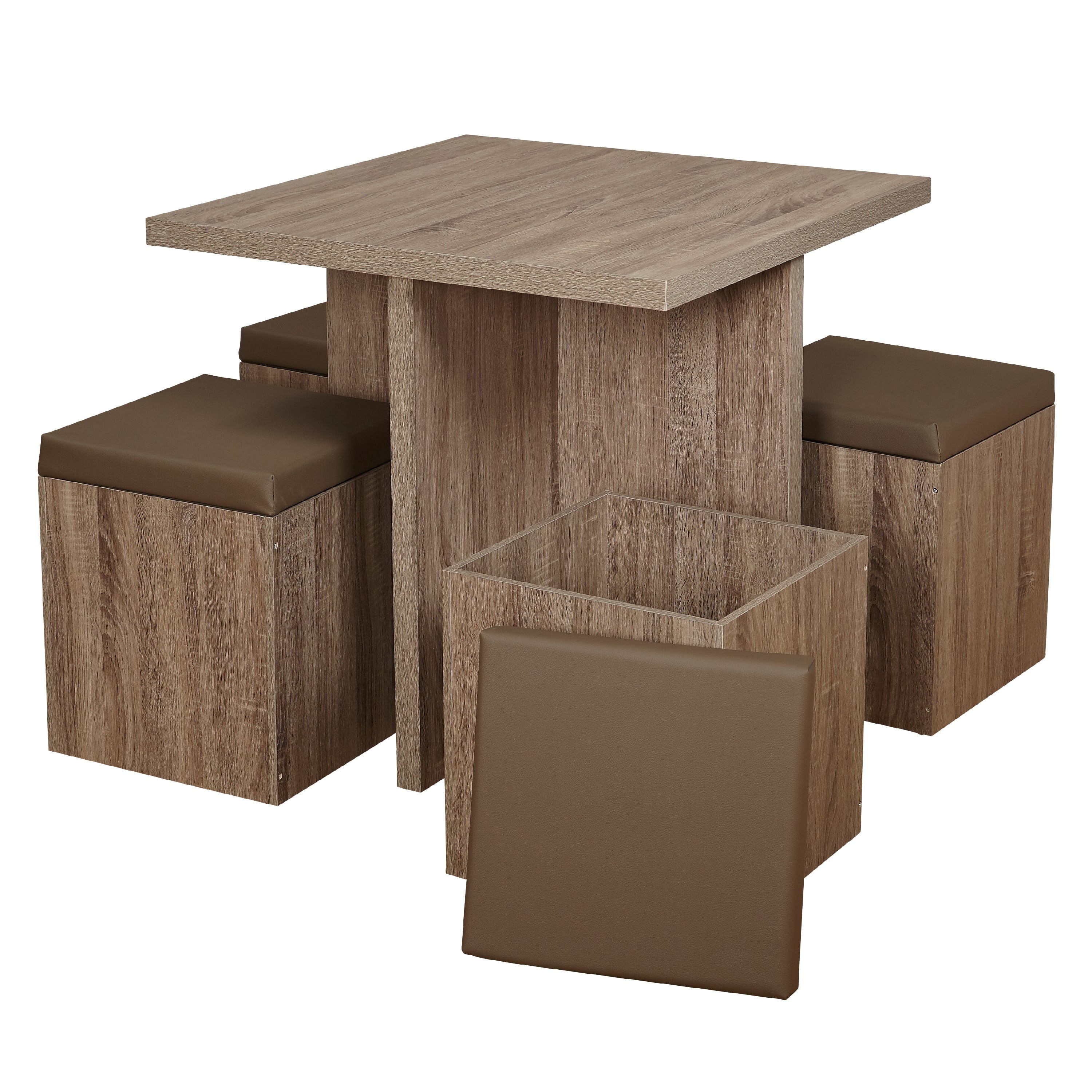 Mainstays 5-Piece Dexter Dining Room/Kitchen Set with Storage Ottoman, Multiple Colors